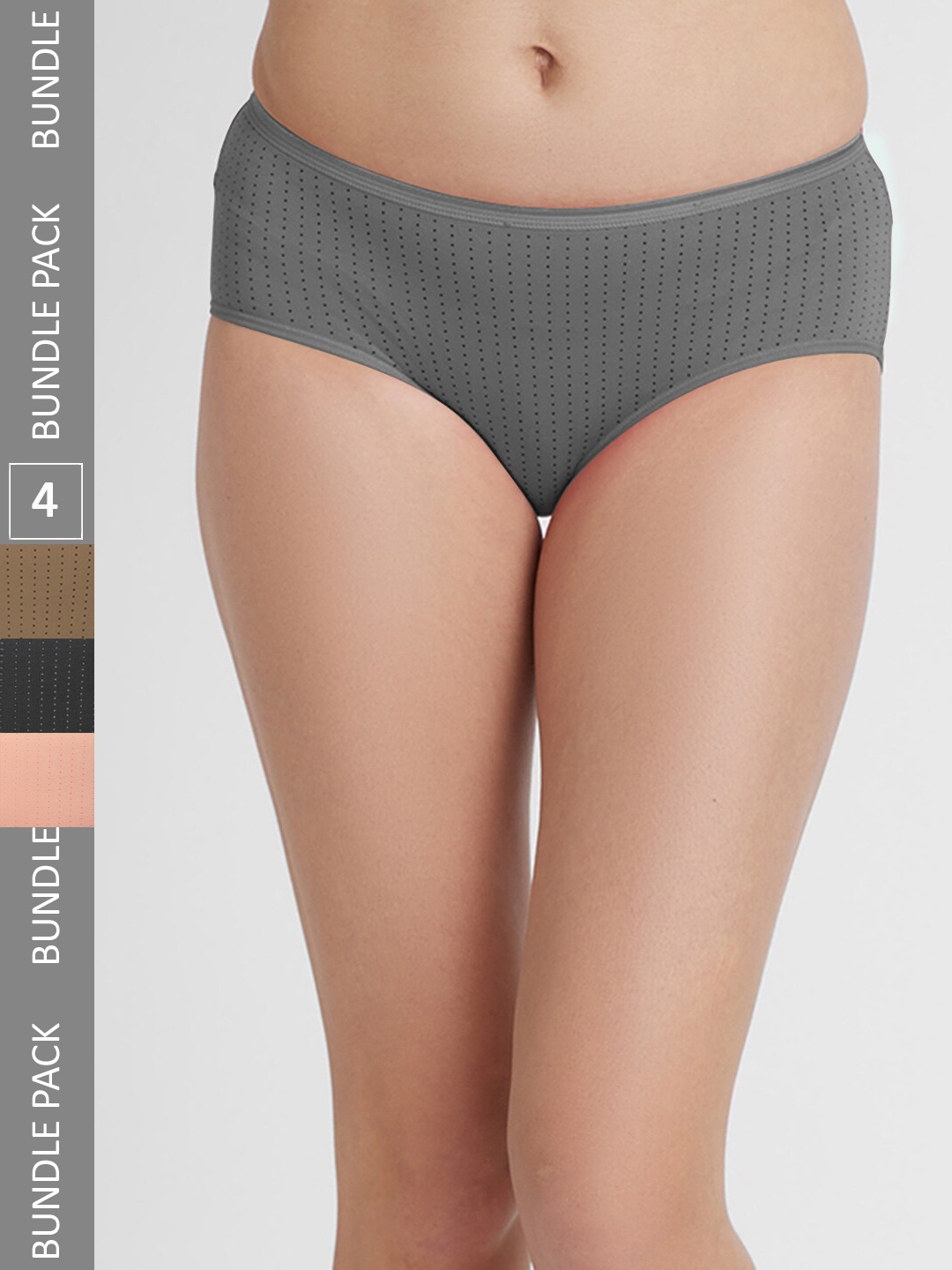 

FashionRack Women Pack Of 4 Cotton Hipster Briefs 6048 _SBBrDG, Assorted