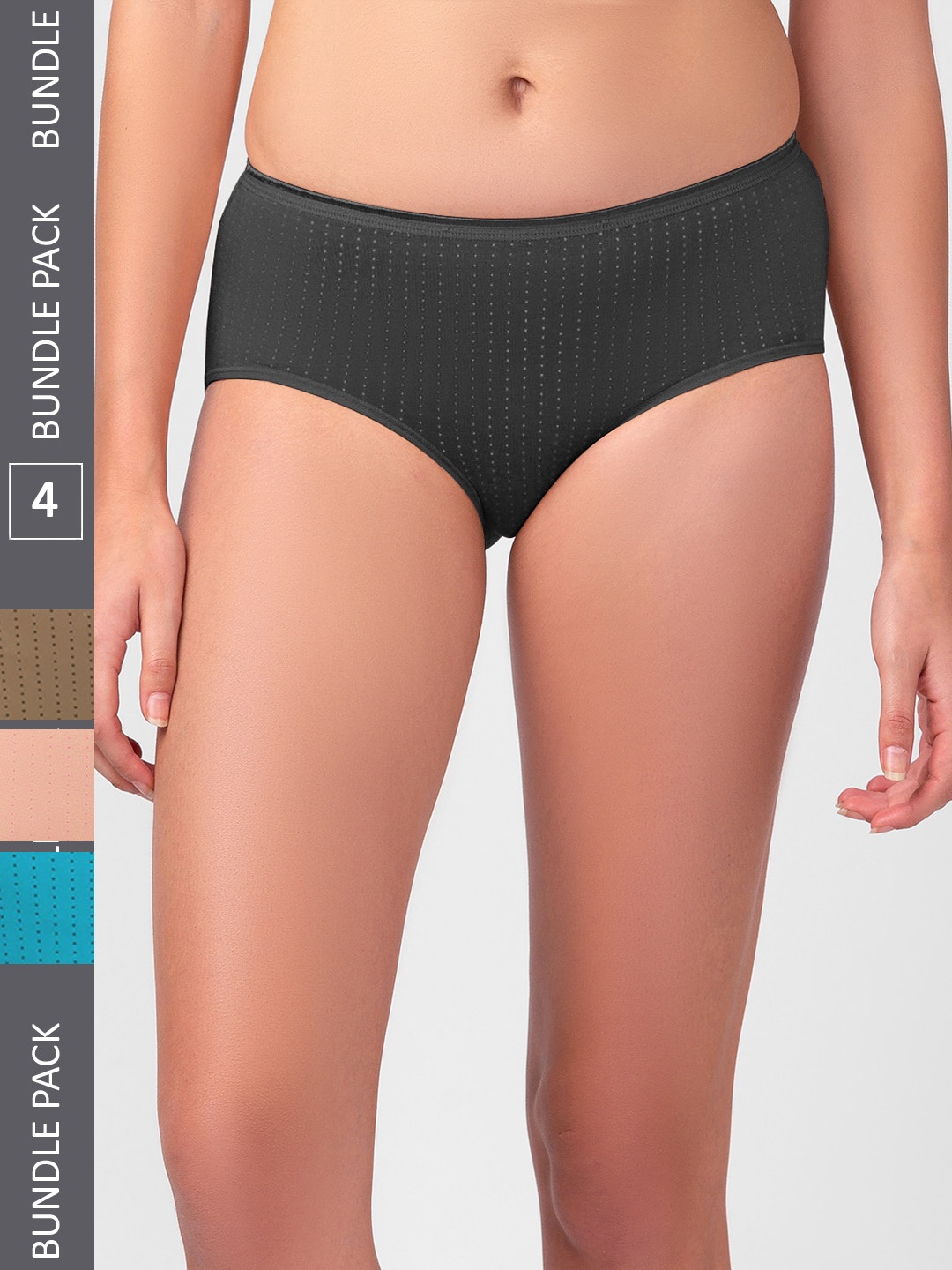 

FashionRack Women Pack Of 4 Mid-Rise Cotton Hipster Briefs 6048 _SBBrBl, Assorted