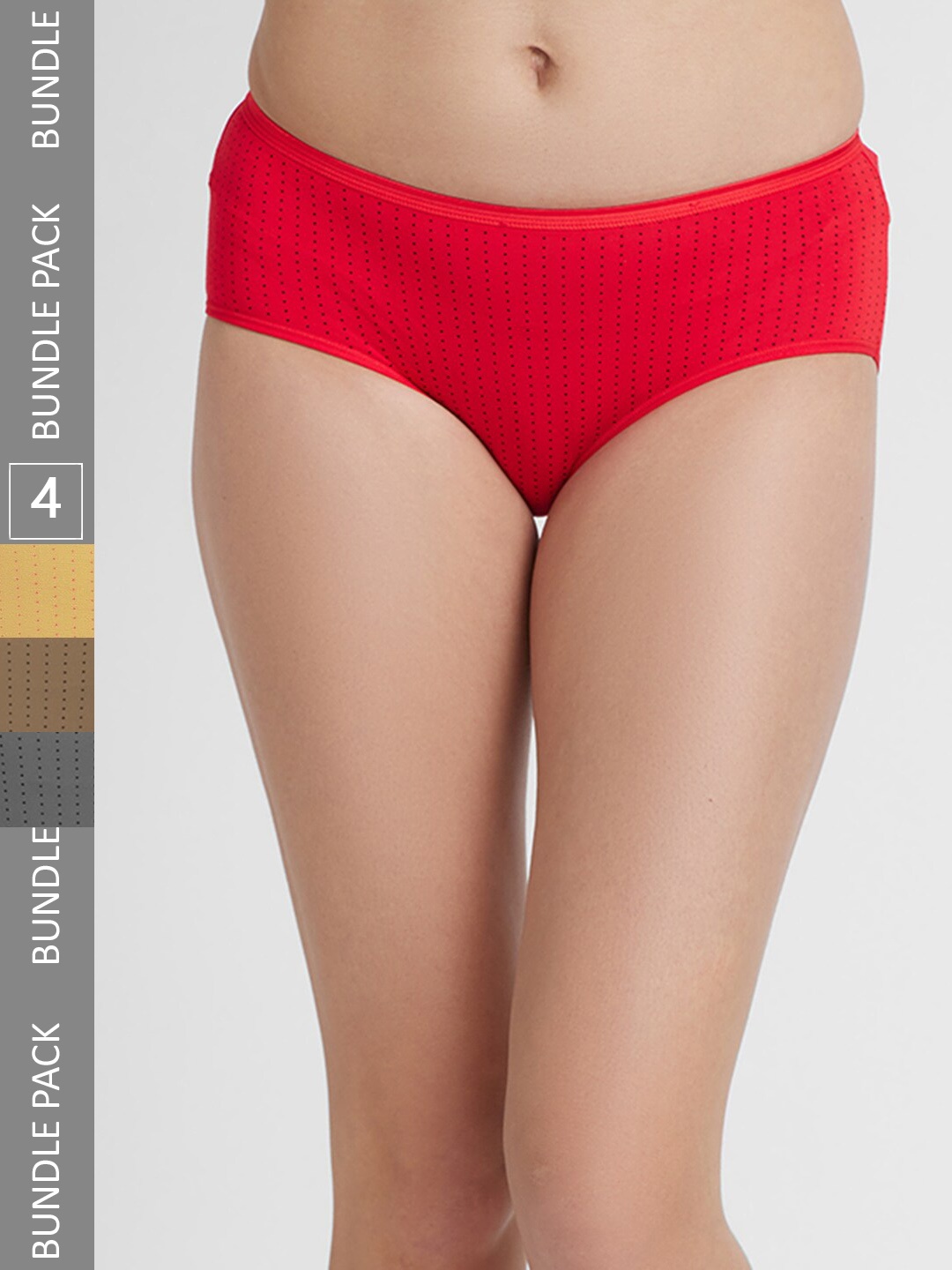 

FashionRack Women Pack Of 4 Cotton Hipster Briefs 6048 _RBrDGLY, Assorted