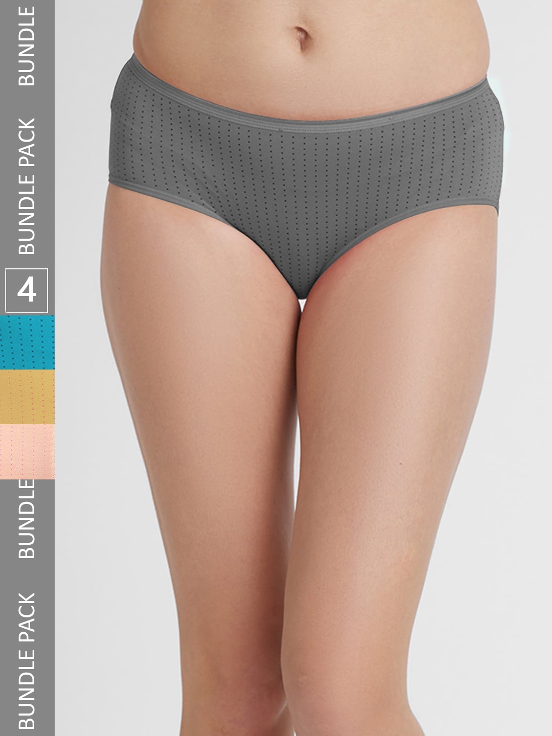 FashionRack Women Pack Of 4 Assorted Printed Cotton Hipster Briefs
