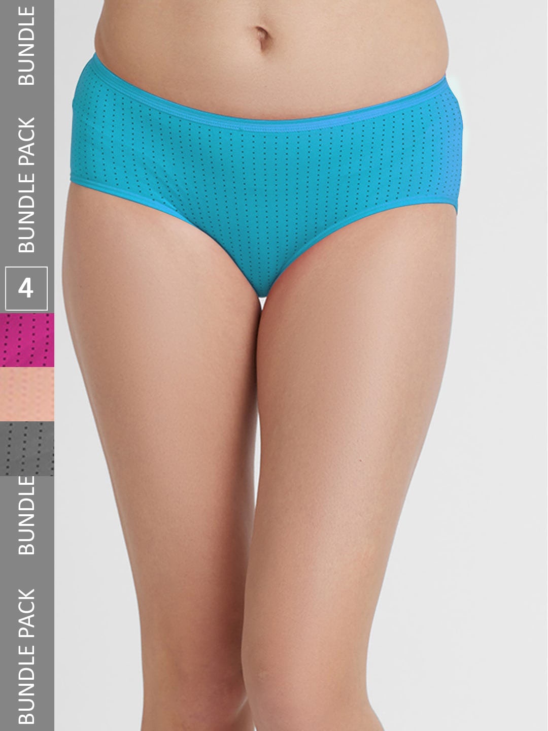 

FashionRack Women Pack Of 4 Assorted Printed Cotton Hipster Briefs