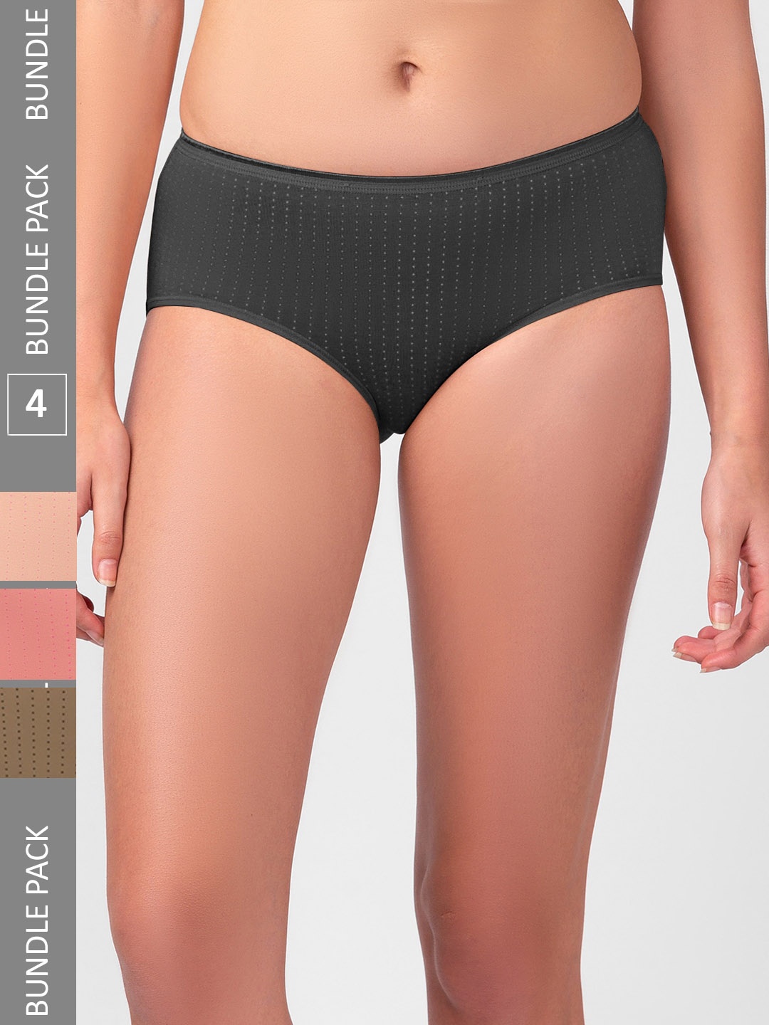 

FashionRack Women Pack Of 4 Assorted Printed Cotton Hipster Briefs