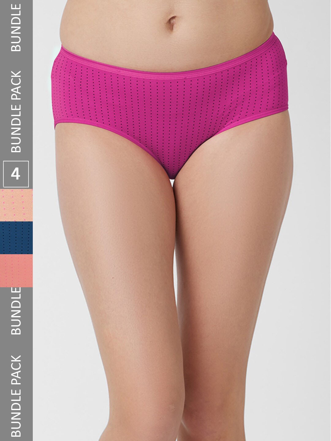 

FashionRack Women Pack Of 4 Assorted Printed Cotton Hipster Briefs