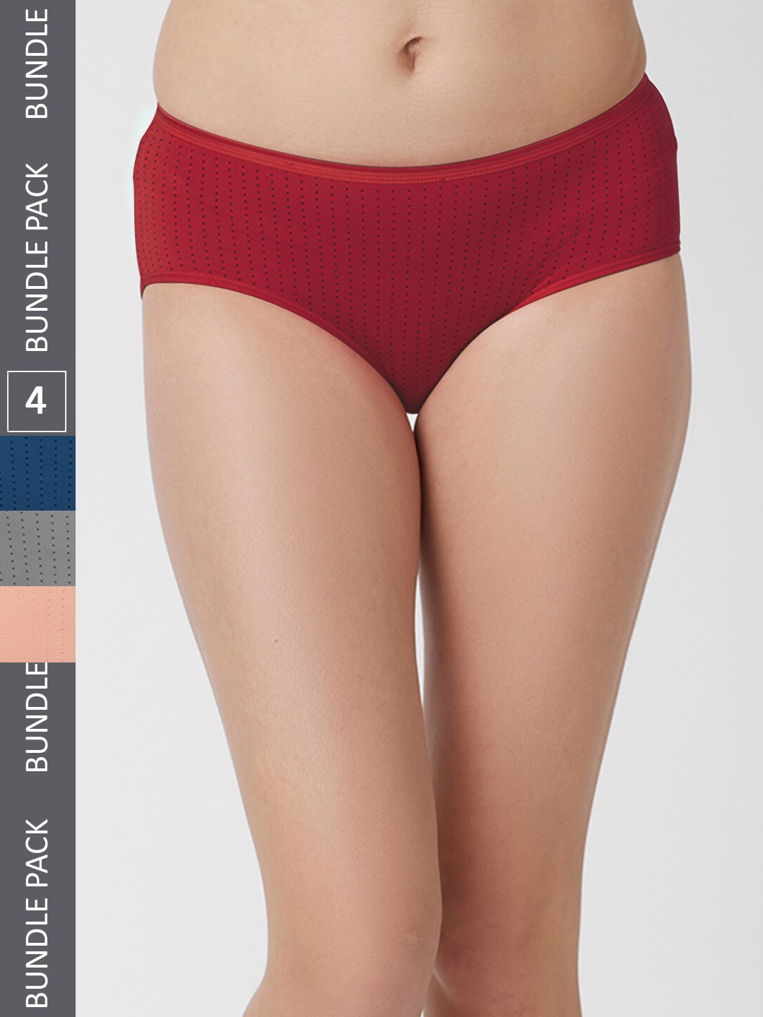 

FashionRack Women Pack Of 4 Assorted Printed Cotton Hipster Briefs