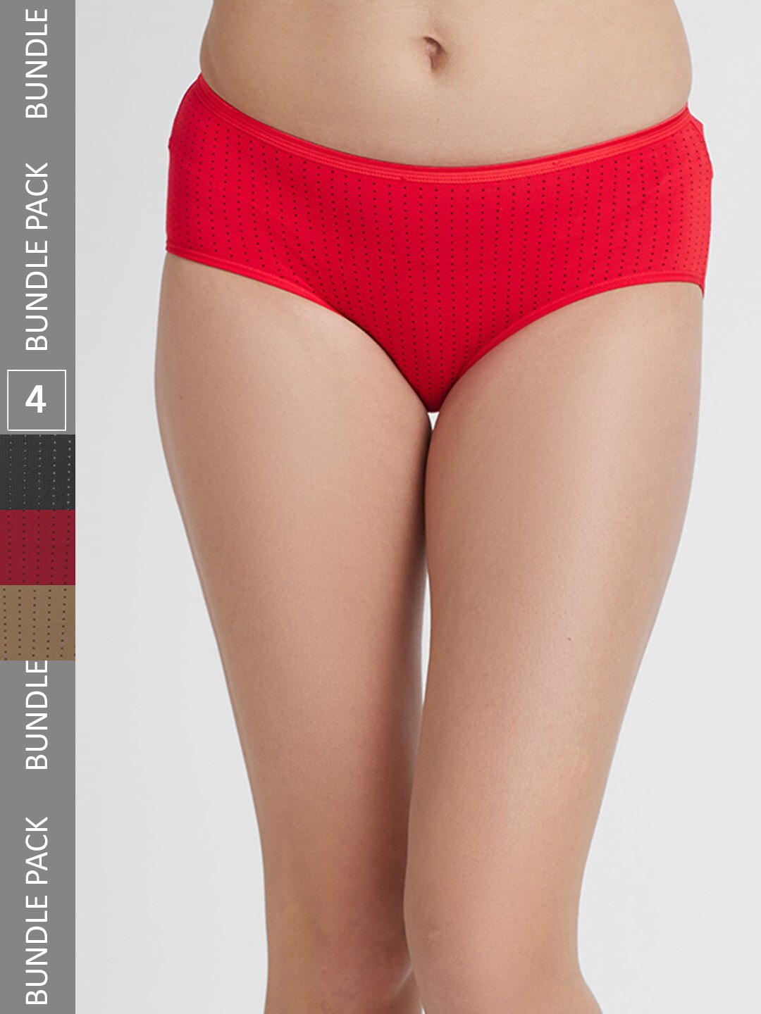 

FashionRack Women Pack Of 4 Assorted Printed Cotton Hipster Briefs
