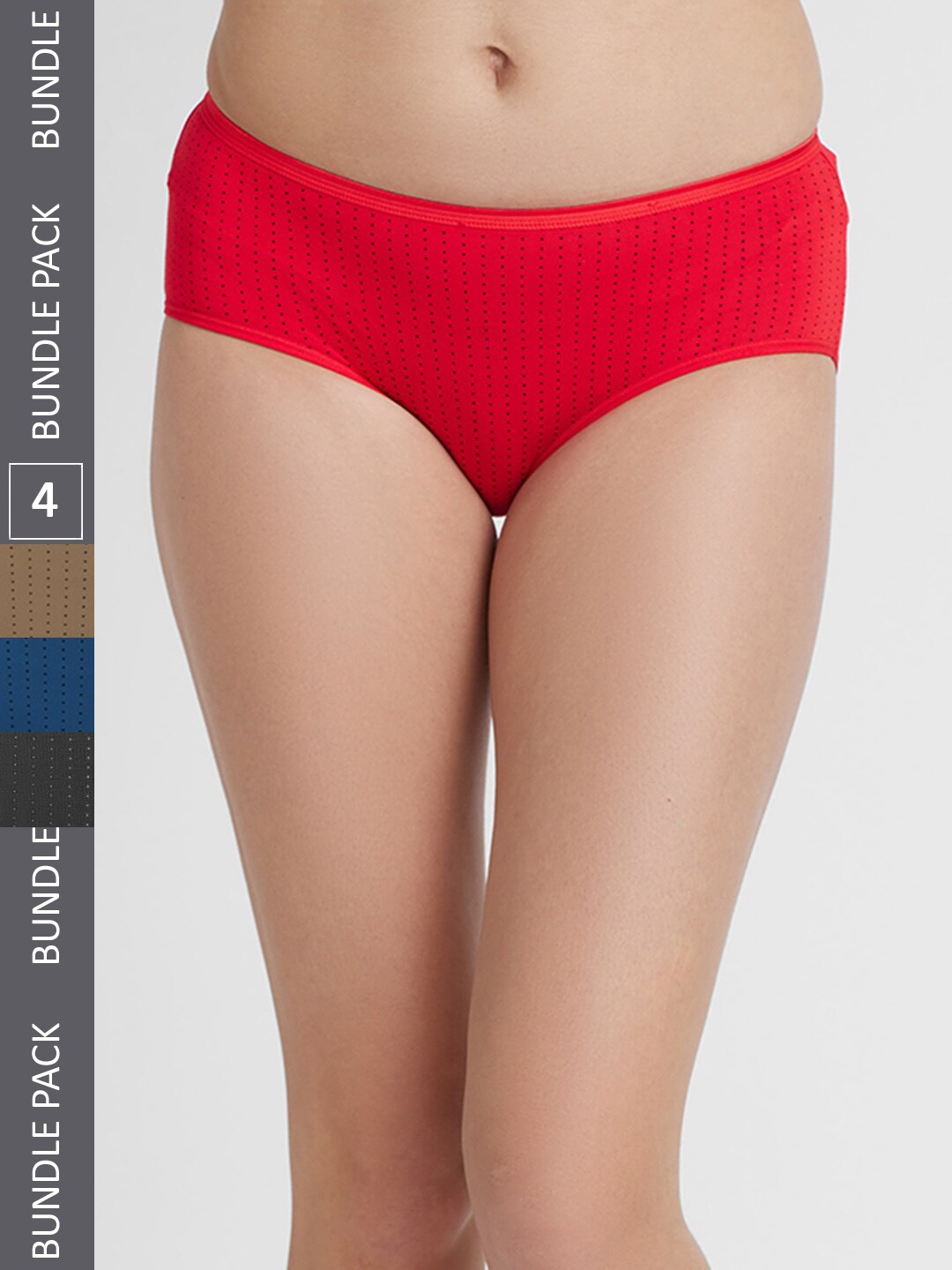 

FashionRack Women Pack Of 4 Assorted Printed Cotton Hipster Briefs