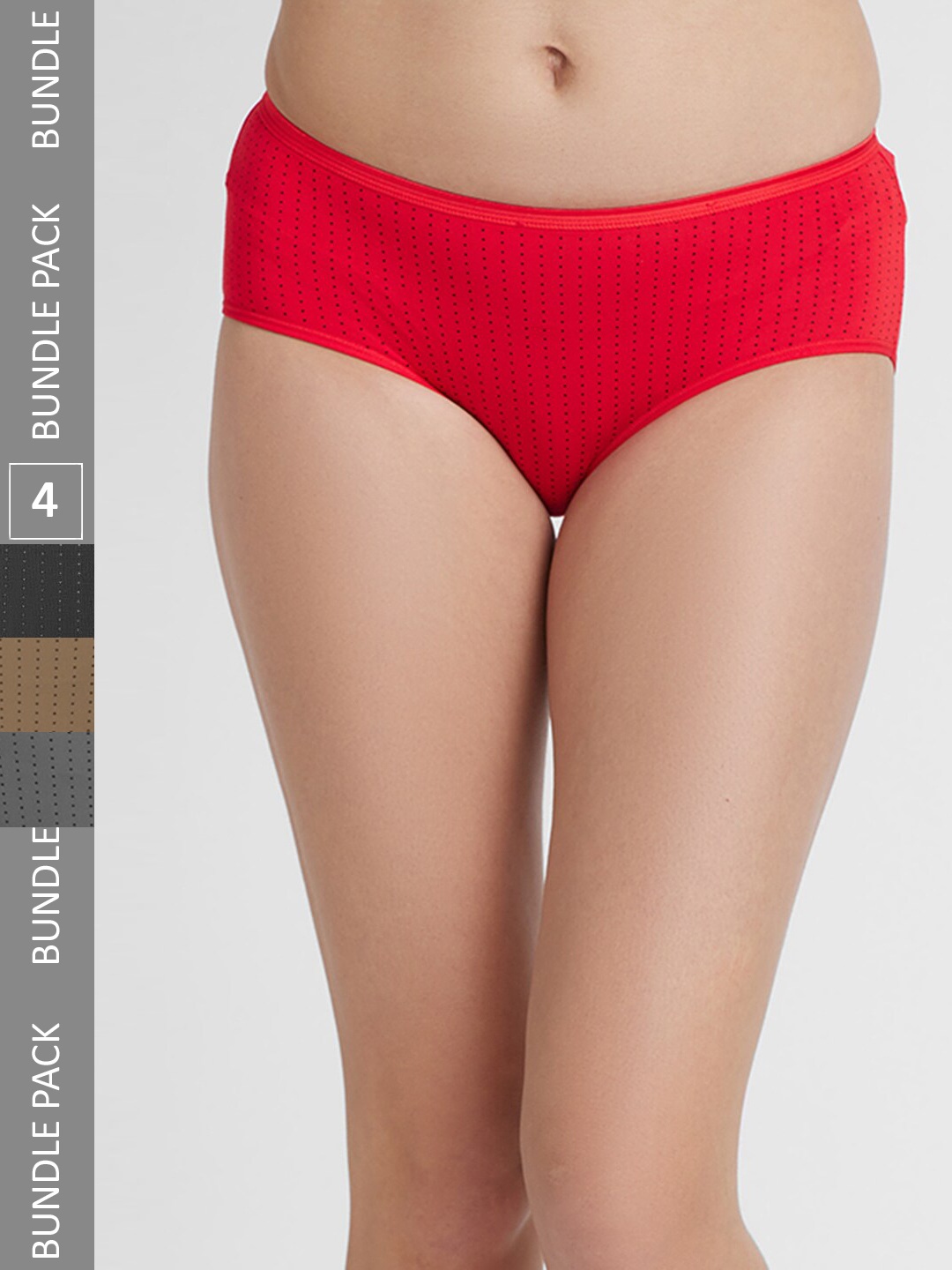 

FashionRack Women Pack Of 4 Assorted Printed Cotton Hipster Briefs