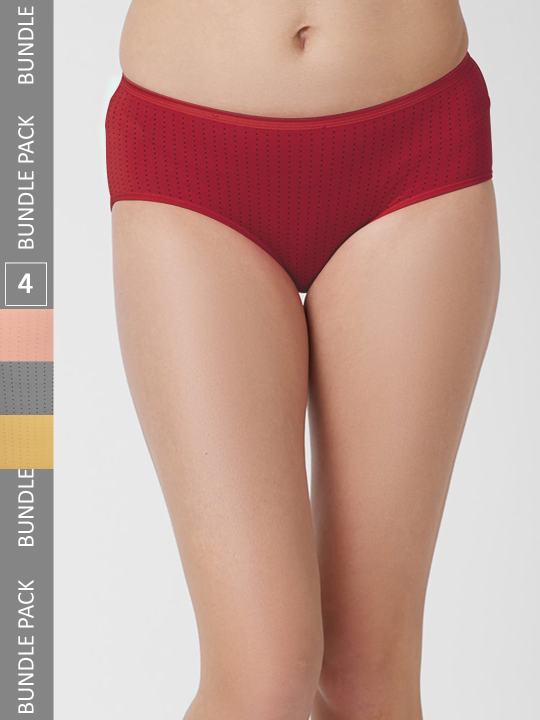 

FashionRack Women Pack Of 4 Cotton Hipster Briefs 6048 _SLGMY, Assorted