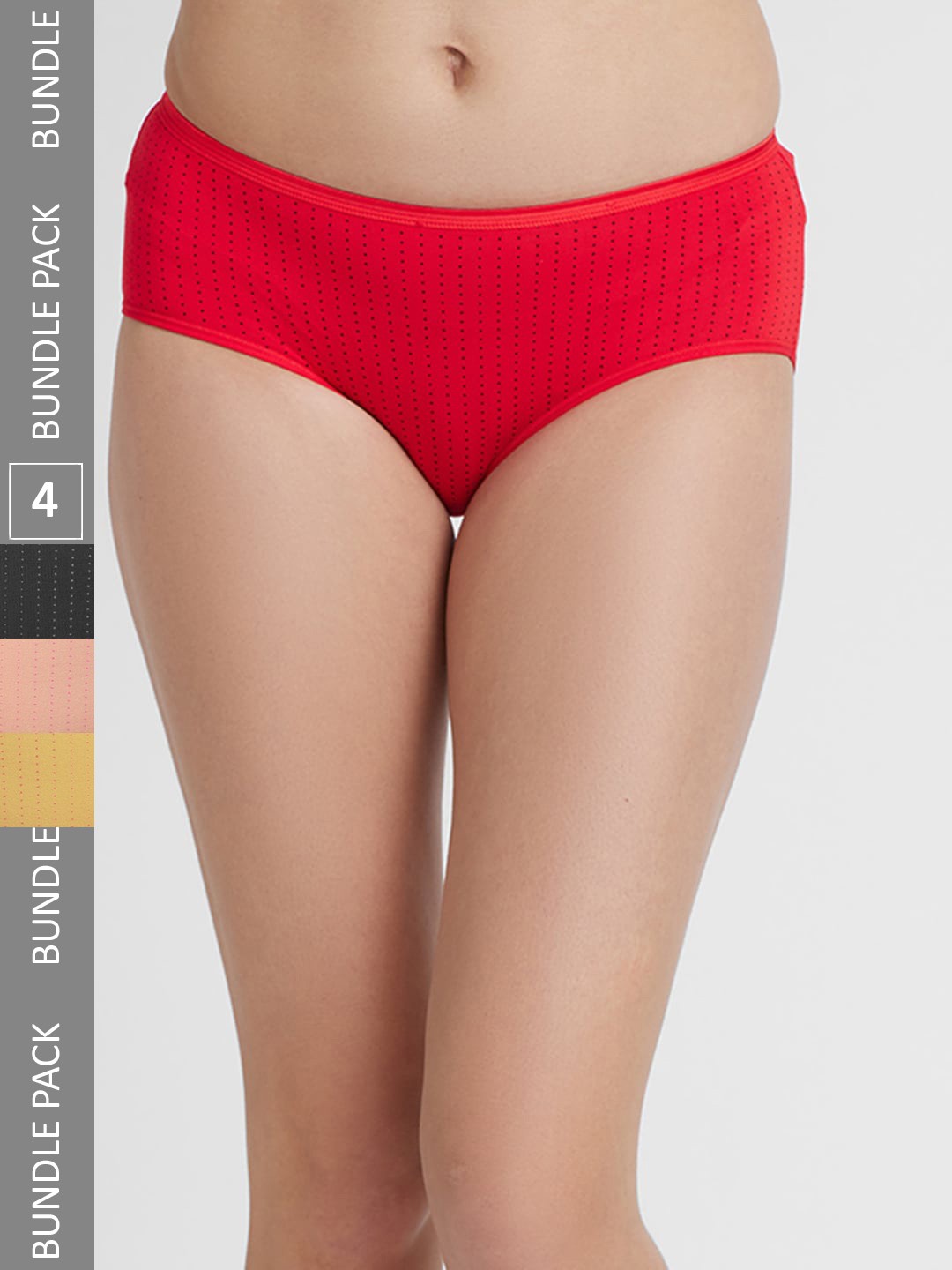 

FashionRack Pack Of 4 Cotton Mid-Rise Hipster Briefs 6048 _SRBY, Red