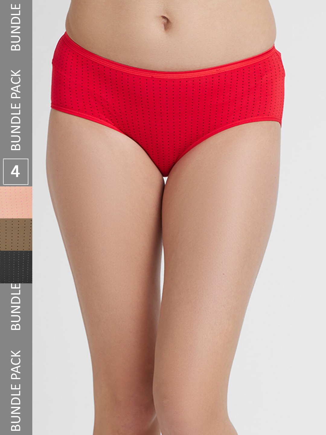 

FashionRack Pack Of 4 Cotton Hipster Briefs 6048 _SRBBr, Red