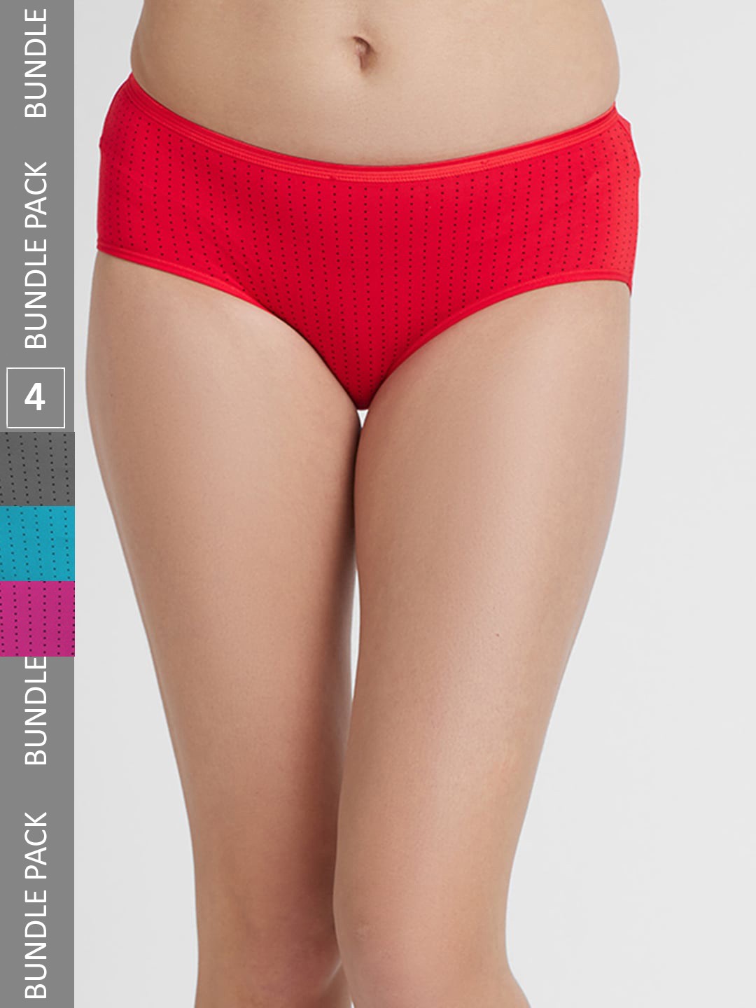 

FashionRack Pack Of 4 Cotton Hipster Briefs 6048 _RDGBlP, Red