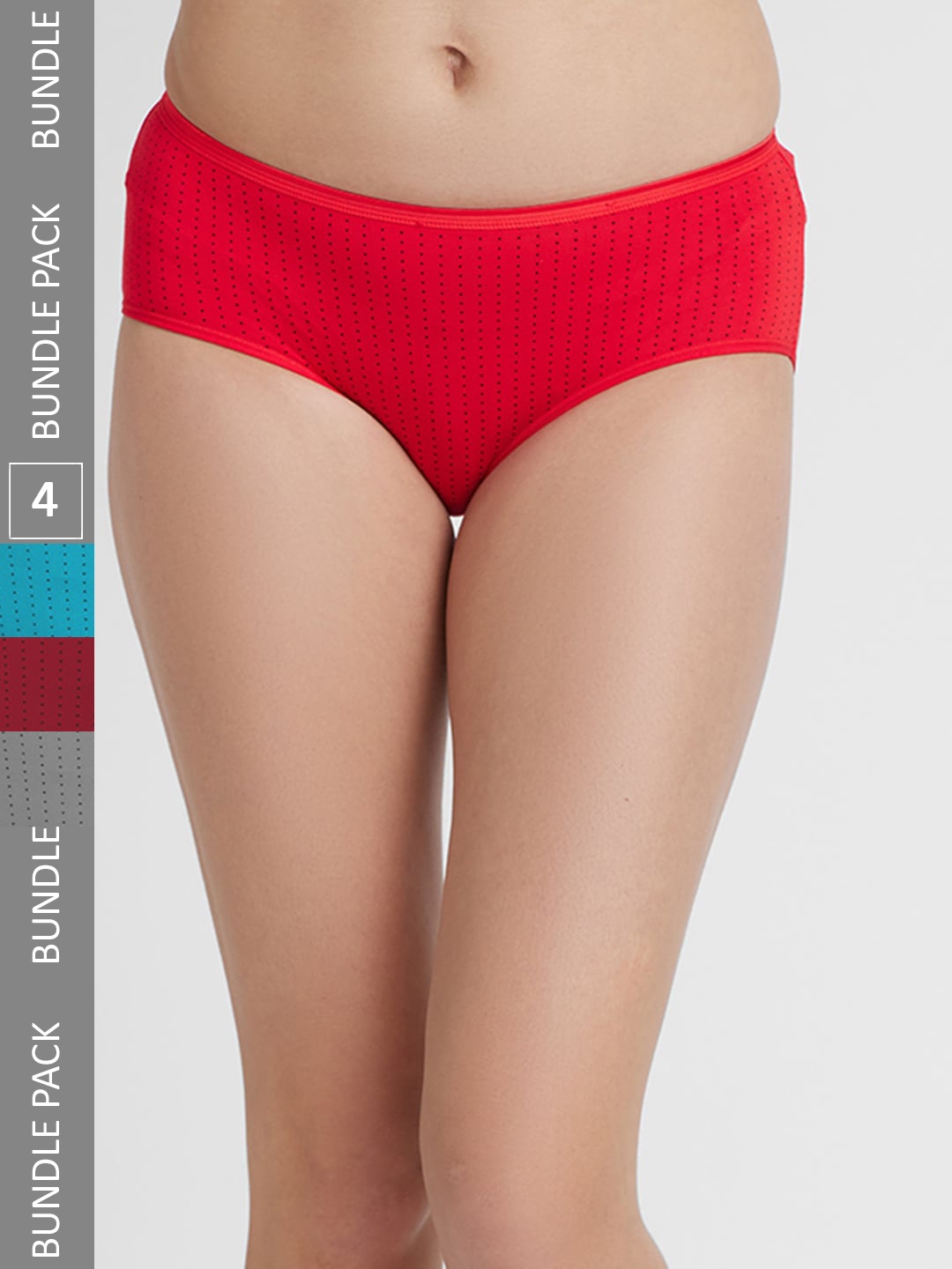 

FashionRack Women Pack Of 4 Assorted Printed Cotton Hipster Briefs