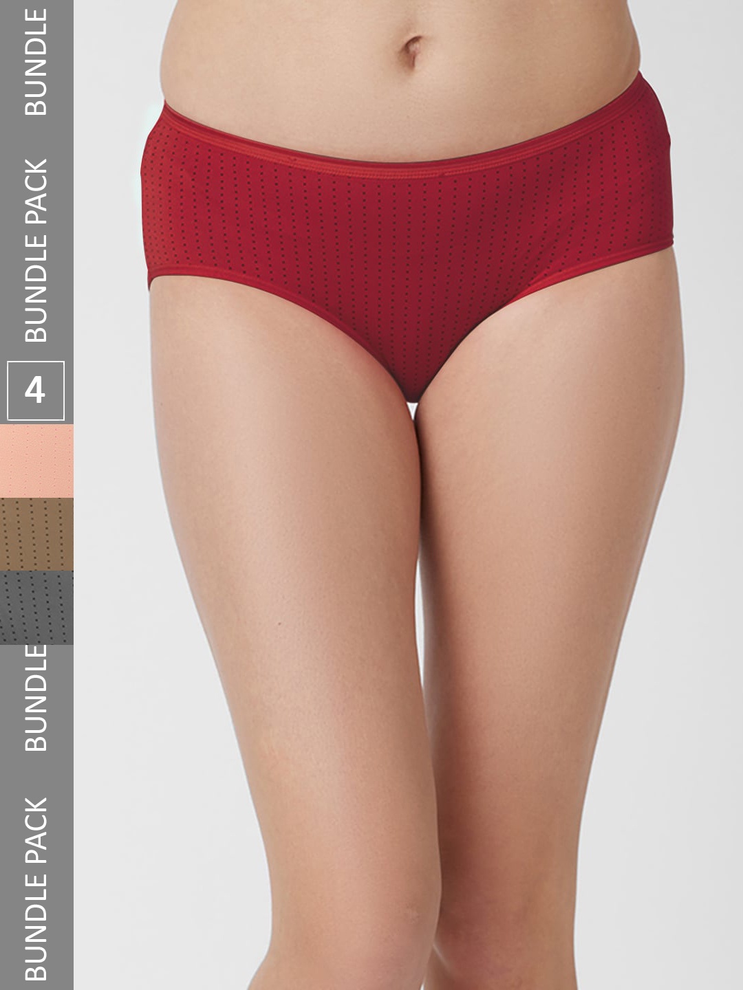 

FashionRack Pack Of 4 Cotton Hipster Briefs 6048 _SBrDGM, Maroon