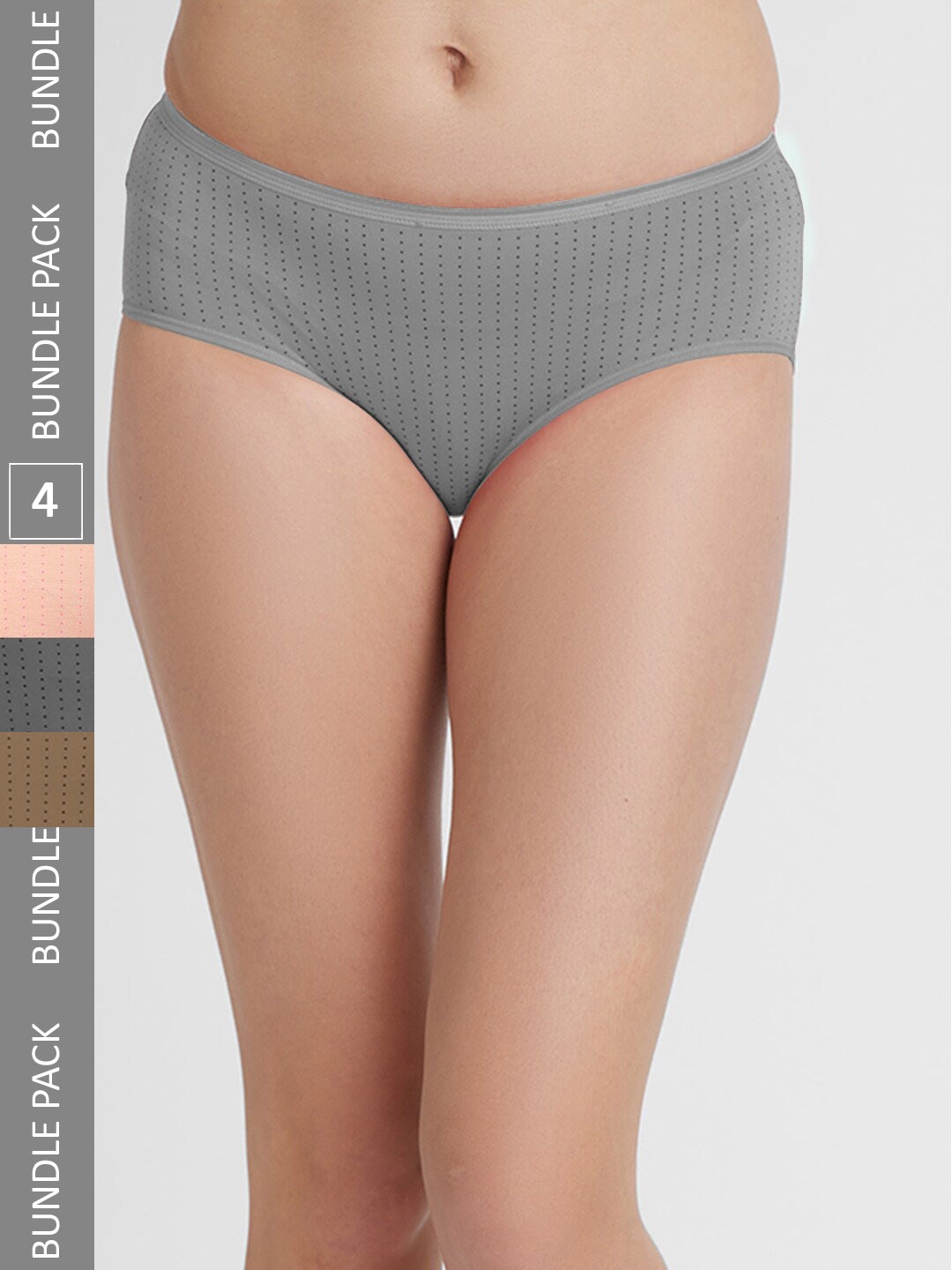 

FashionRack Pack Of 4 Mid-Rise Cotton Hipster Briefs 6048 _SBrDGLG, Grey