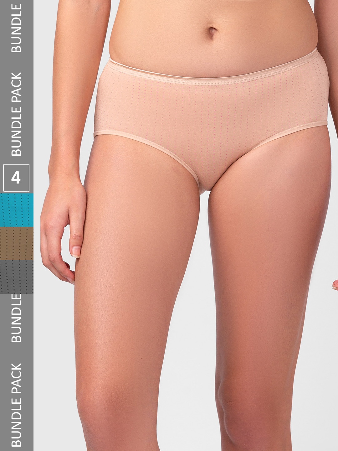 

FashionRack Pack Of 4 Cotton Hipster Briefs 6048 _SBrDGBl, Peach