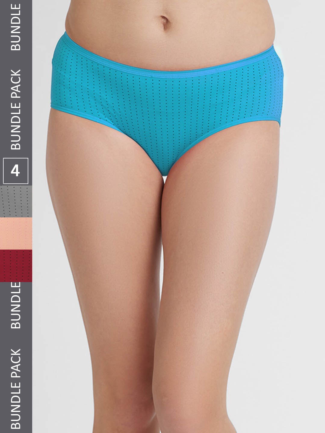 

FashionRack Women Pack Of 4 Mid-Rise Cotton Hipster Briefs 6048, Assorted