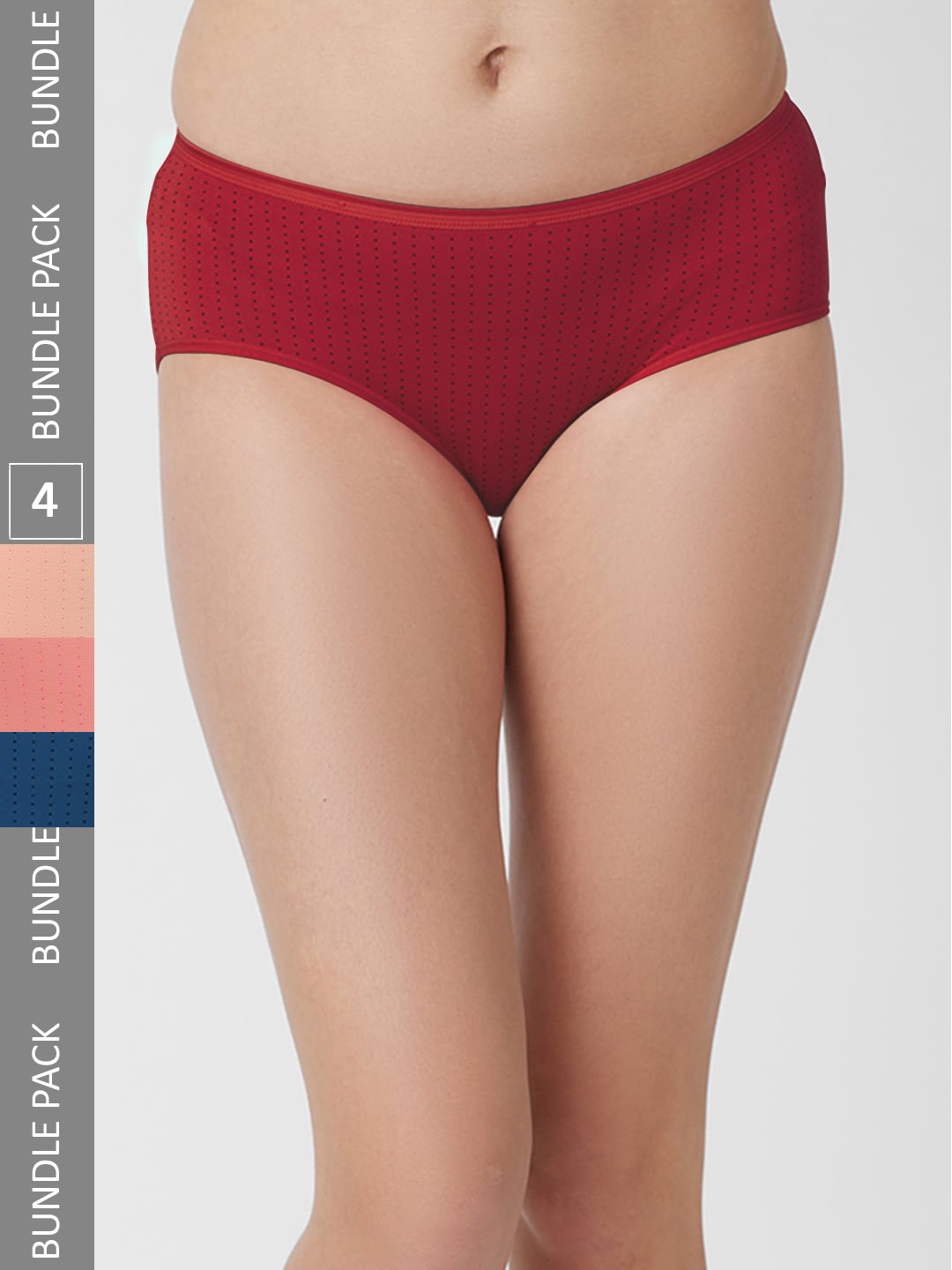 

FashionRack Pack Of 4 Assorted Printed Mid-Rise Cotton Hipster Briefs