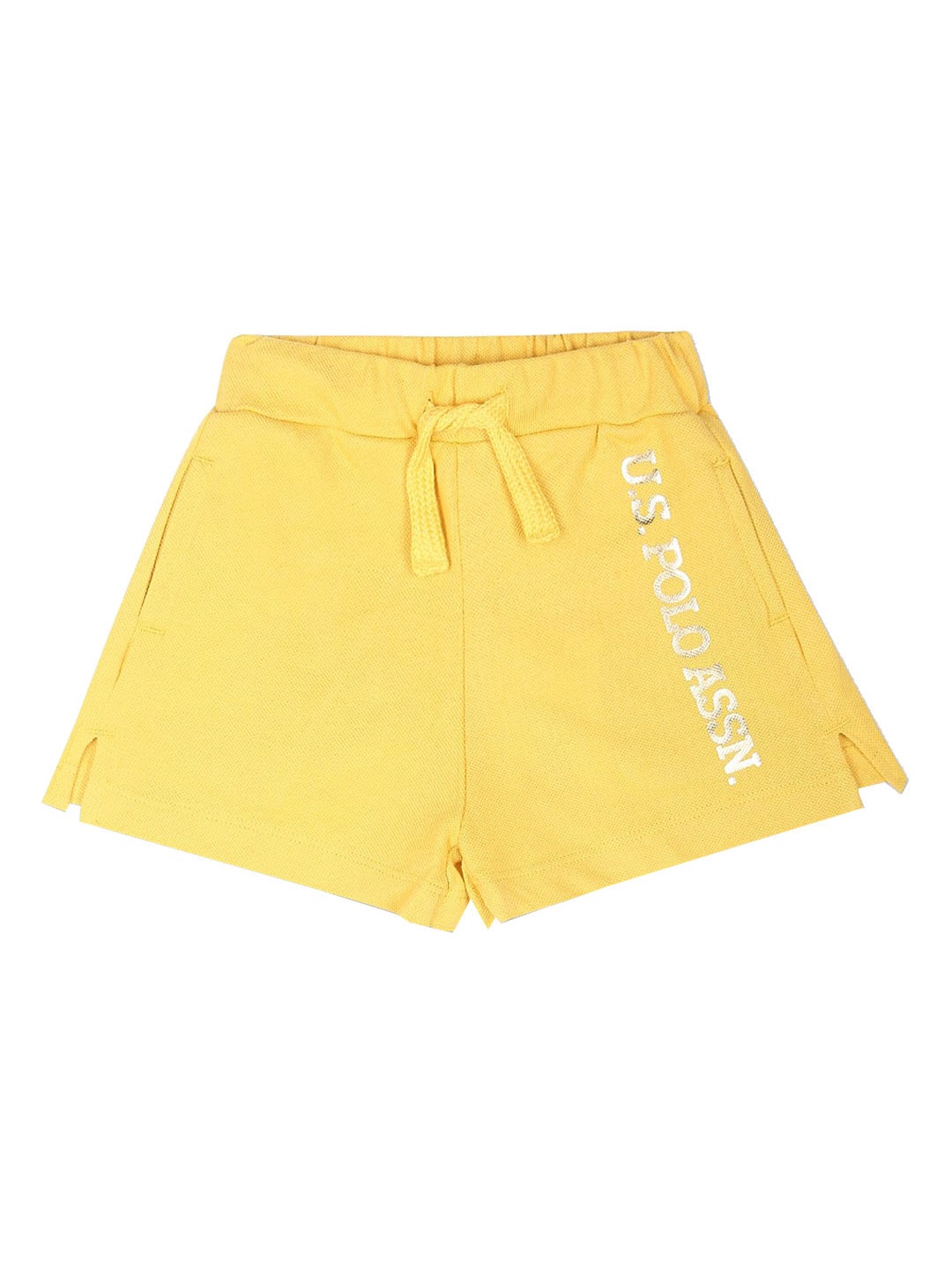 

U.S. Polo Assn. Kids Girls Mid-Rise Pure Cotton Shorts, Yellow