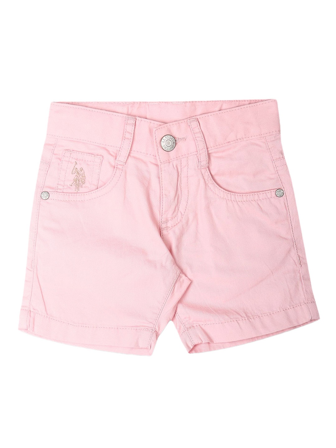 

U.S. Polo Assn. Kids Boys Slim Fit Mid-Rise Denim Shorts, Pink