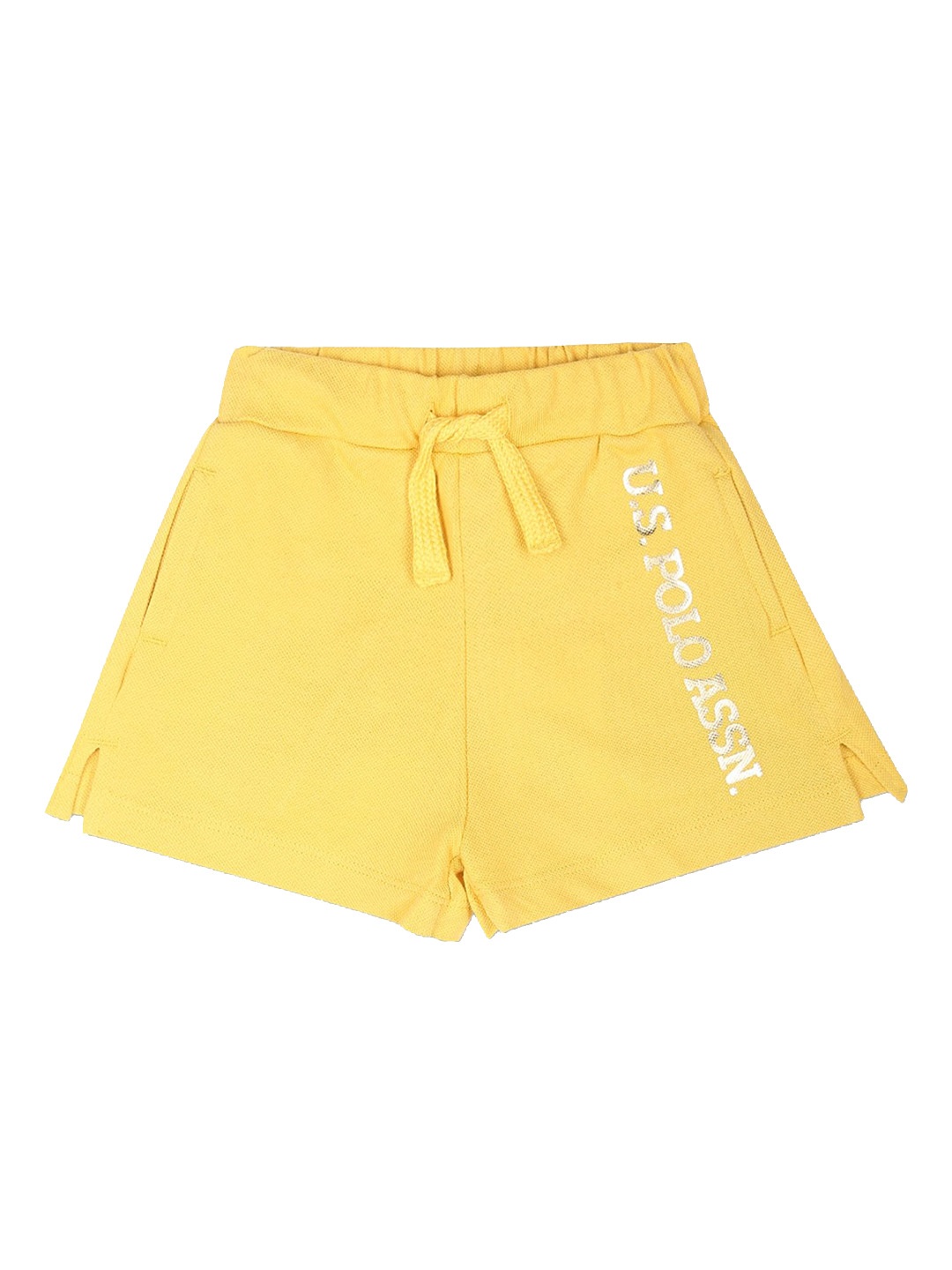 

U.S. Polo Assn. Kids Girls Mid-Rise Pure Cotton Shorts, Yellow