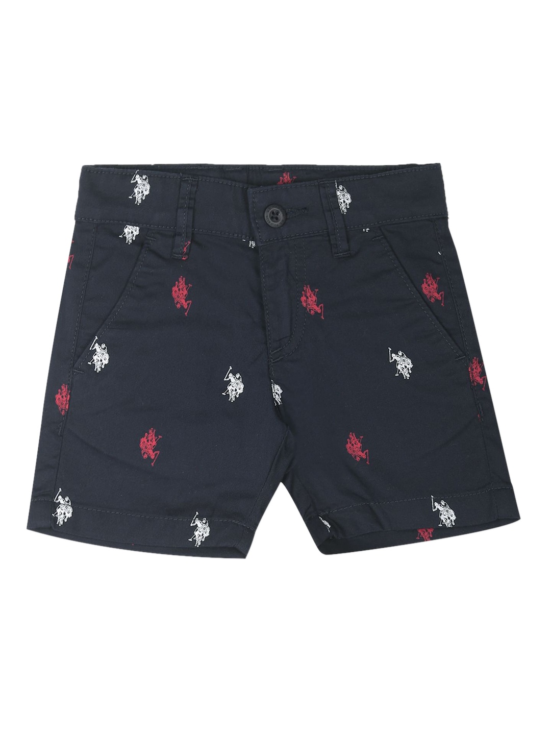 

U.S. Polo Assn. Kids Boys Printed Slim Fit Pure Cotton Shorts, Blue