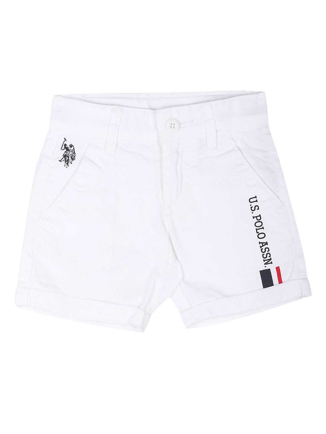 

U.S. Polo Assn. Kids Boys Mid-Rise Slim Fit Pure Cotton Denim Shorts, White