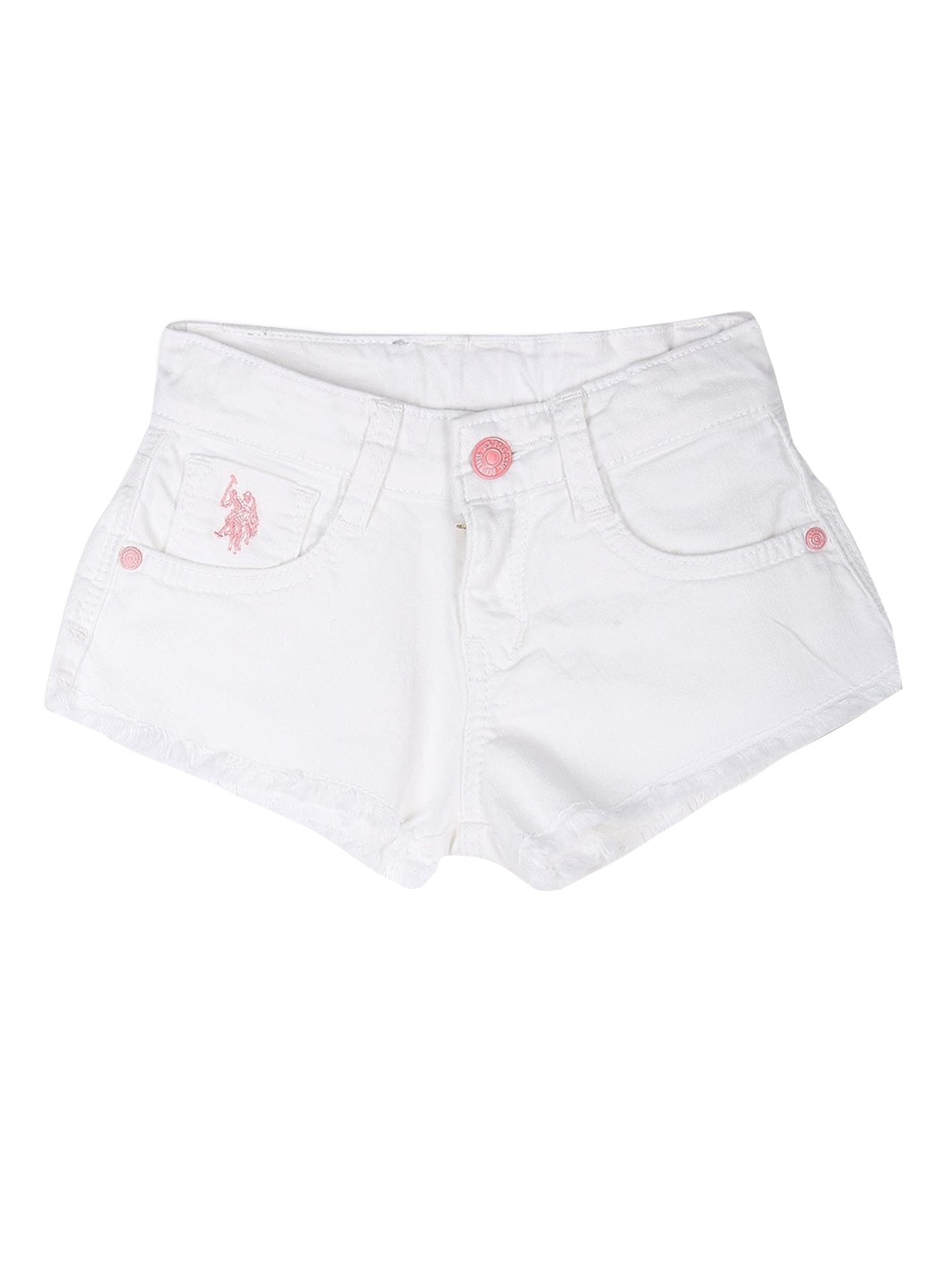 

U.S. Polo Assn. Kids Girls Mid-Rise Denim Shorts, White