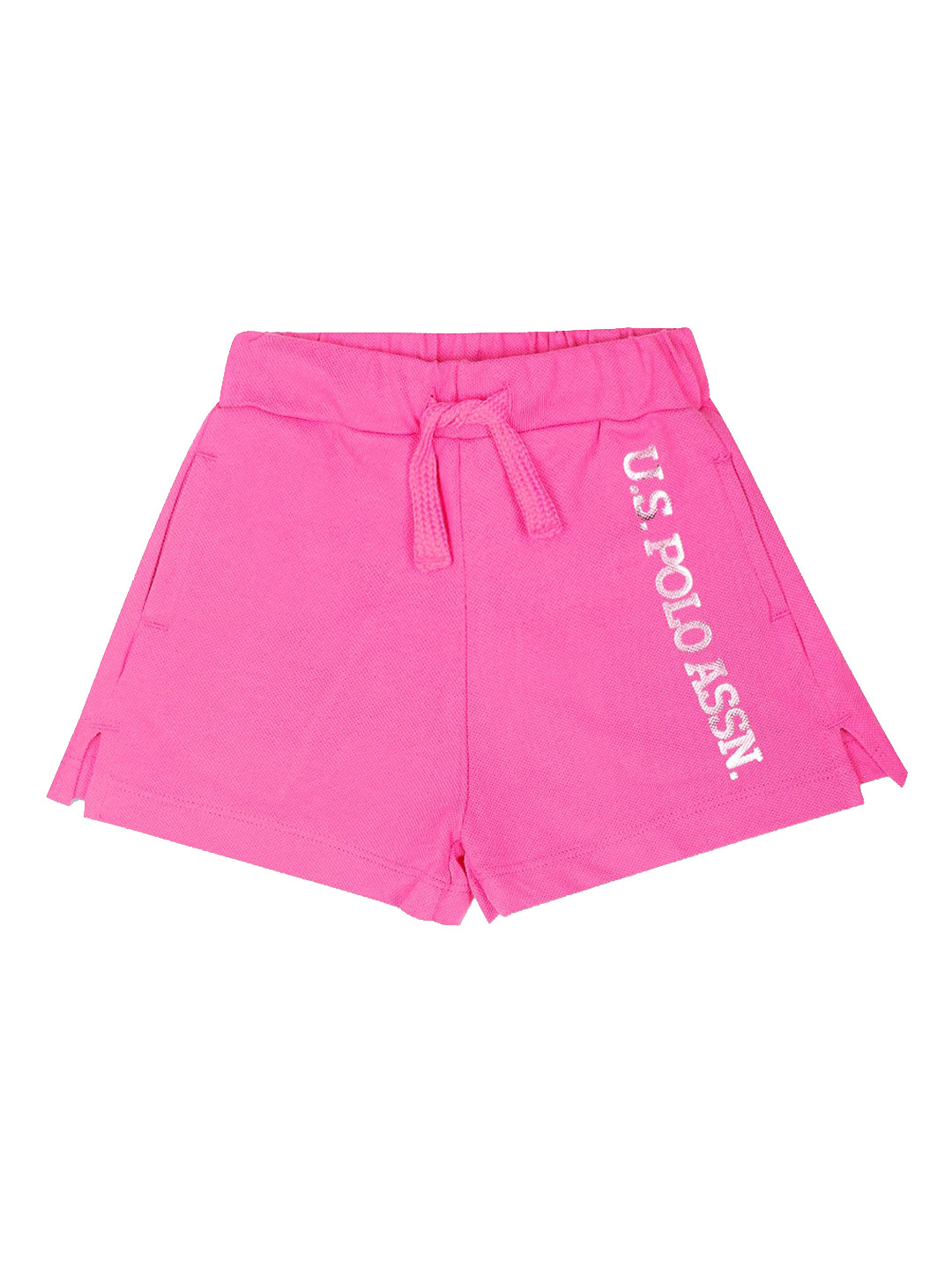 

U.S. Polo Assn. Kids Girls Solid Mid Rise Pure Cotton Shorts, Pink