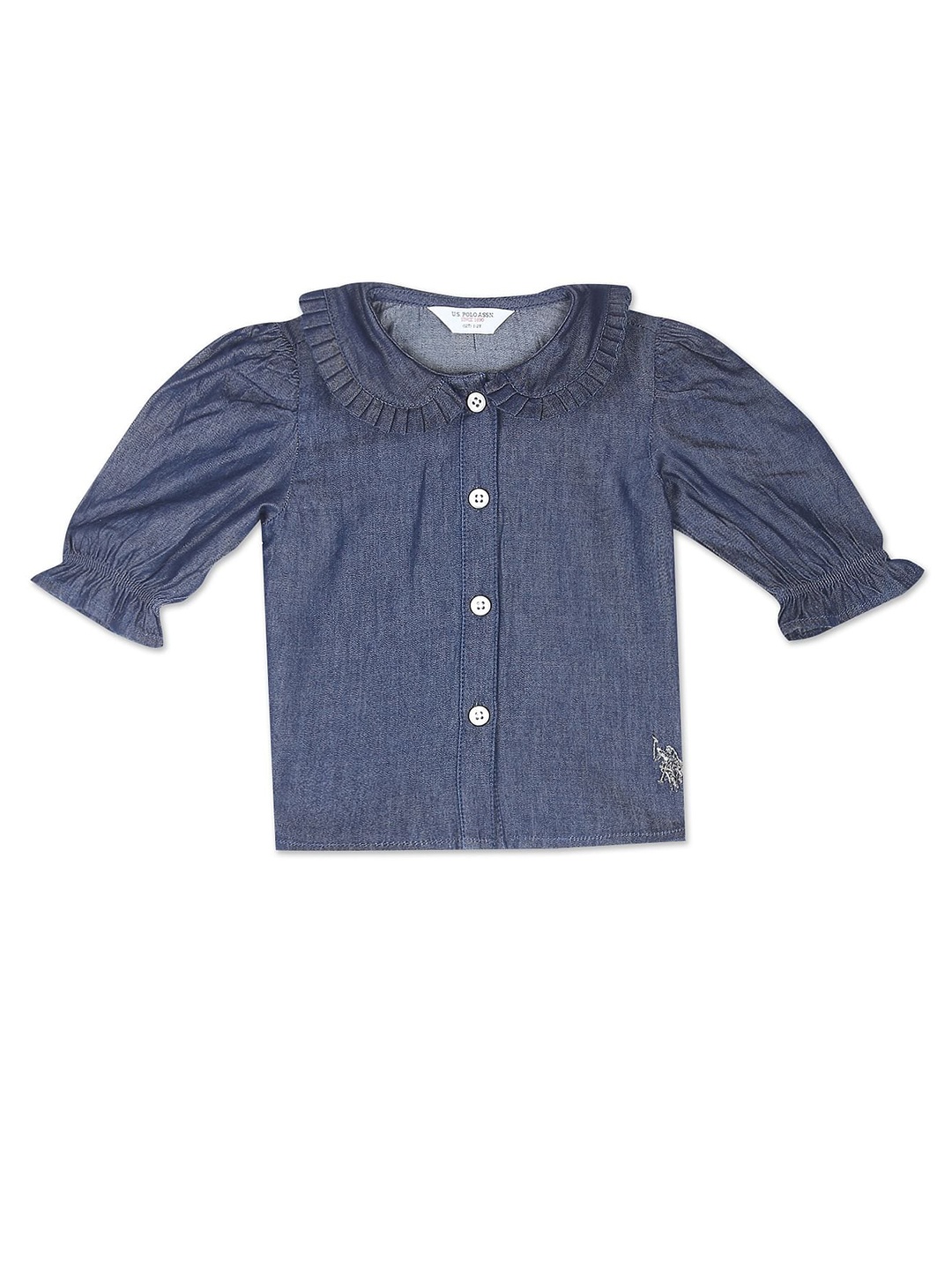 

U.S. Polo Assn. Kids Girls Peter Pan Collar Pure Cotton Shirt Style Top, Navy blue