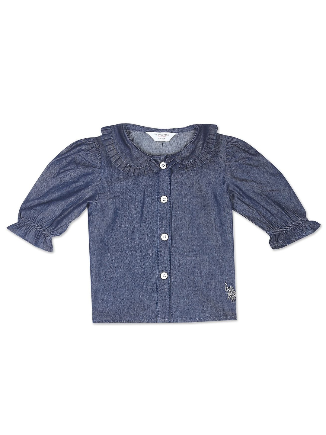 

U.S. Polo Assn. Kids Girls Peter Pan Collar Pure Cotton Shirt Style Top, Navy blue