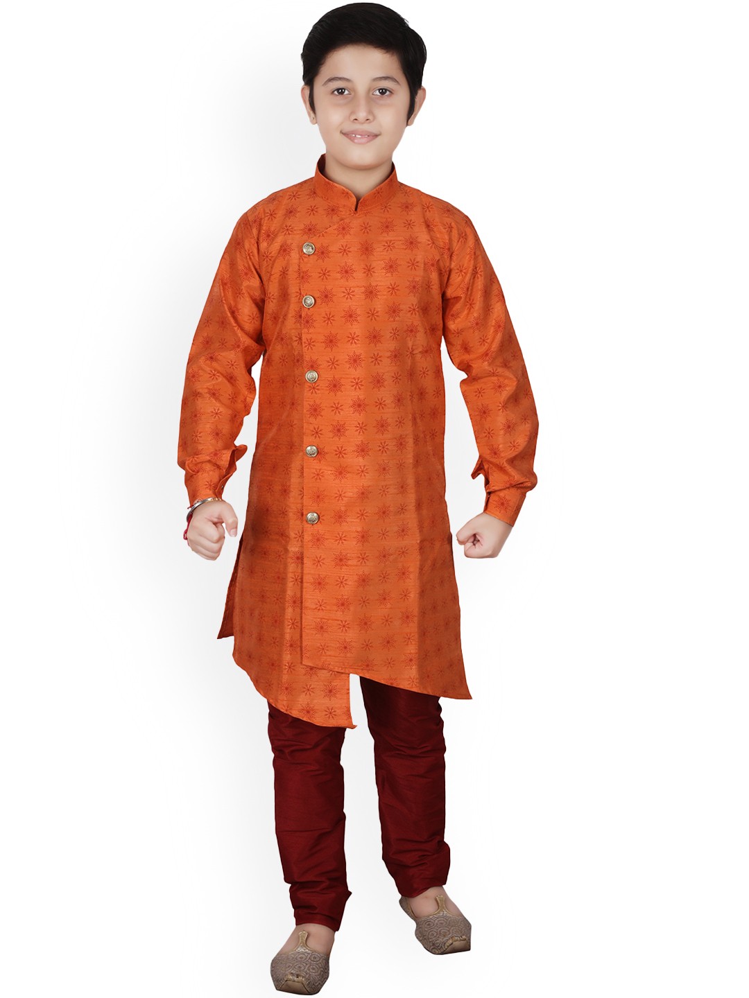 

Pro-Ethic STYLE DEVELOPER Boys Printed Mandarin Collar Kurta with Pyjamas, Orange