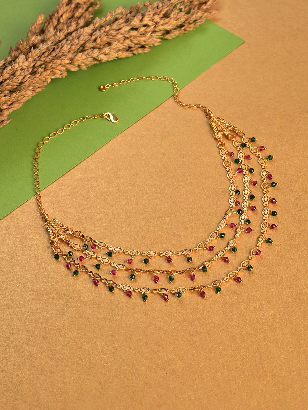 

Jazz and Sizzle Gold-Plated Layered Necklace, Green