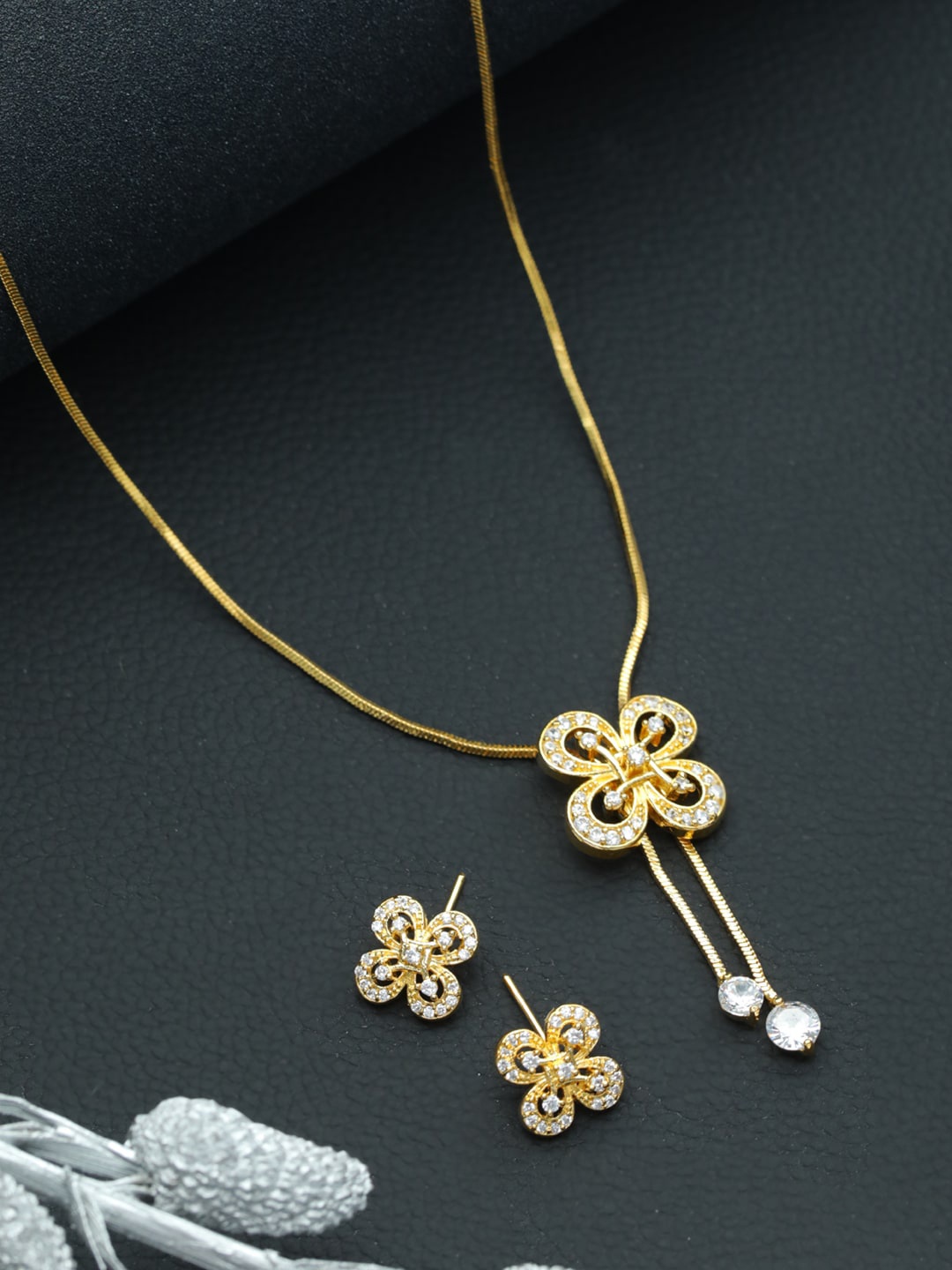 

Jazz and Sizzle Gold-Plated AD-Studded Jewellery Set
