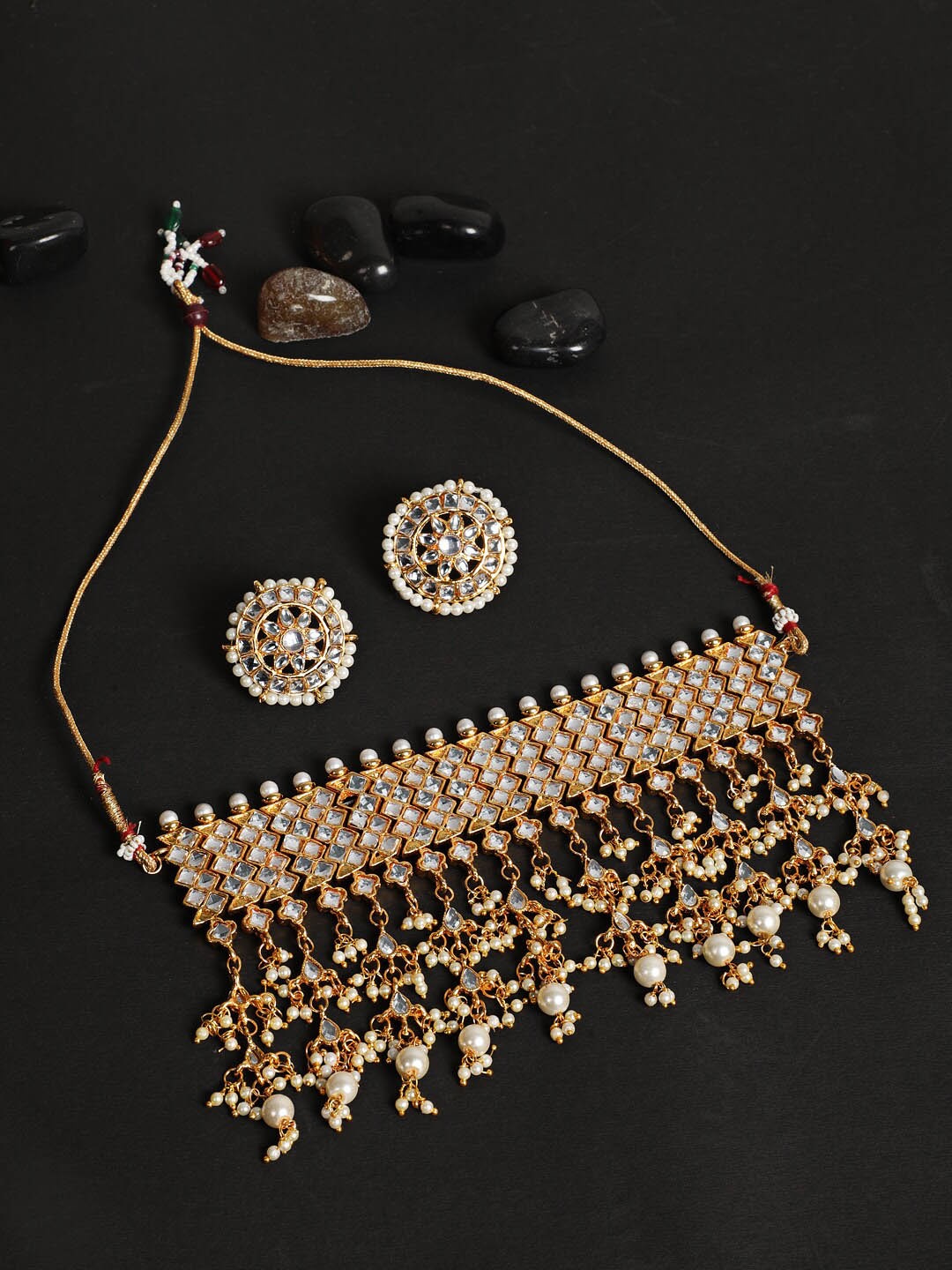 

Jazz and Sizzle Gold-Plated Kundan-Studded & Artificial Beaded Jewellery Set