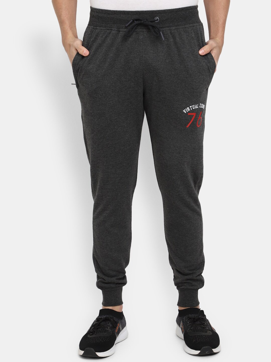 

V-Mart Men Mid-Rise Terry Cotton Joggers, Grey