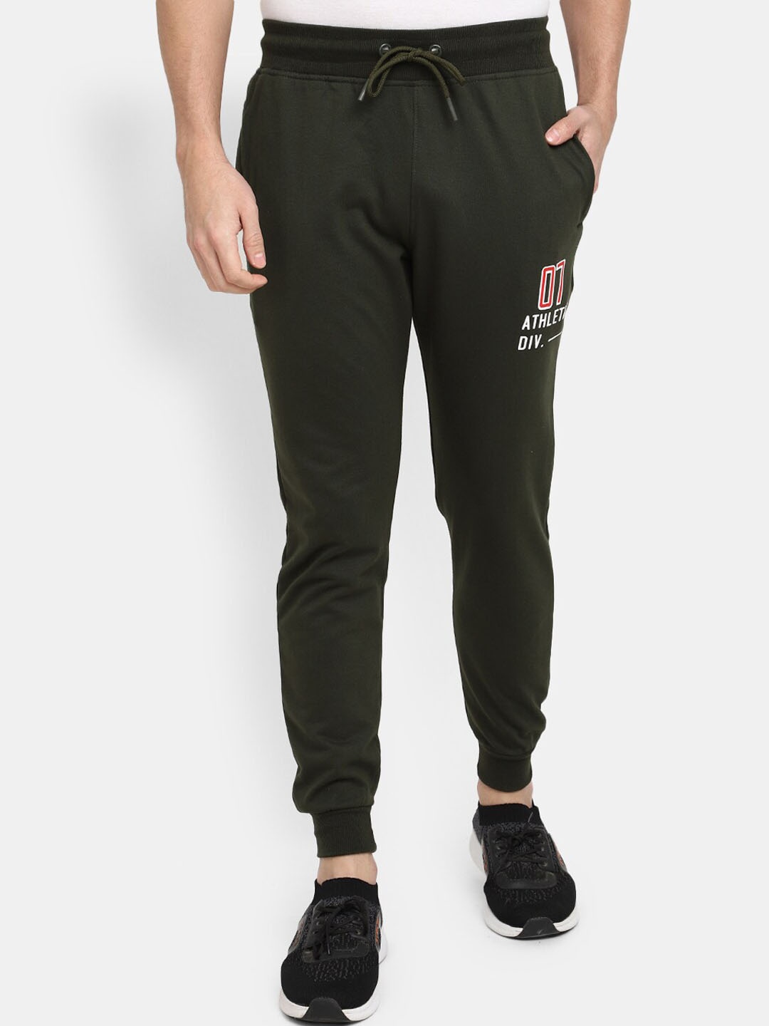 

V-Mart Men Printed Straight-Fit Joggers, Olive