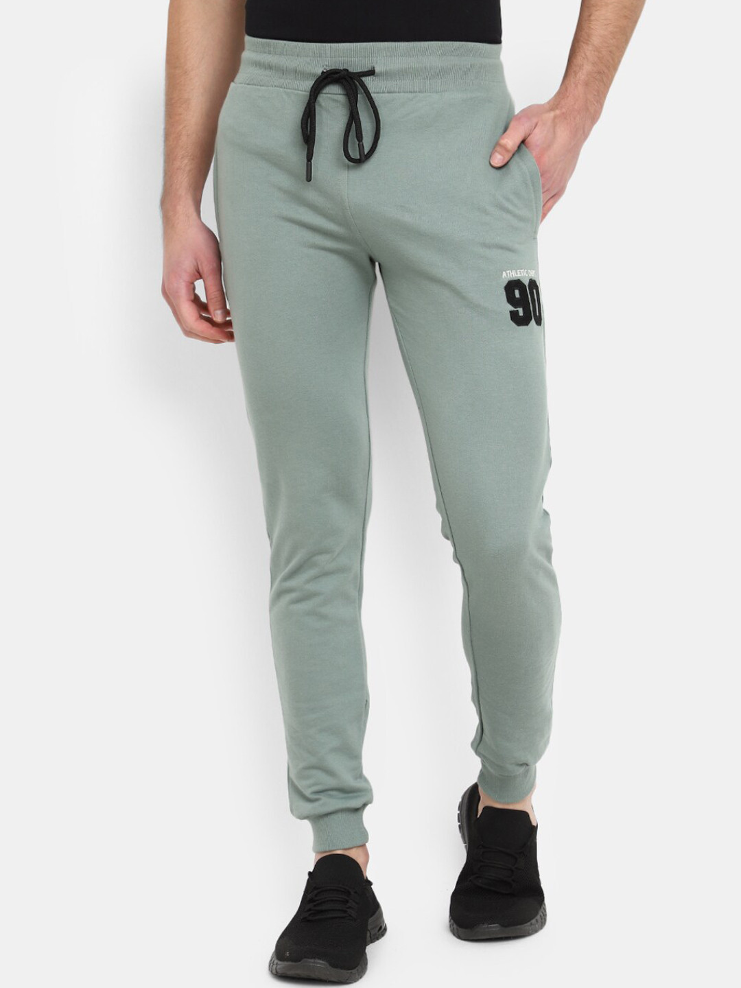 

V-Mart Men Mid-Rise Terry Cotton Joggers, Olive