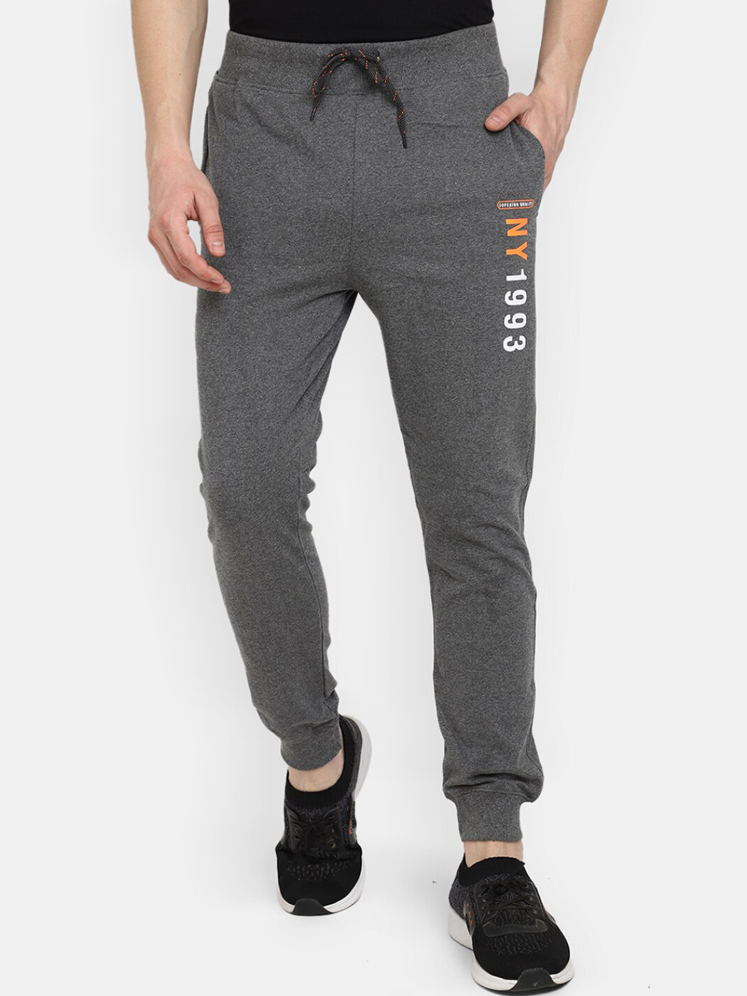 

V-Mart Men Mid-Rise Cotton Joggers, Grey