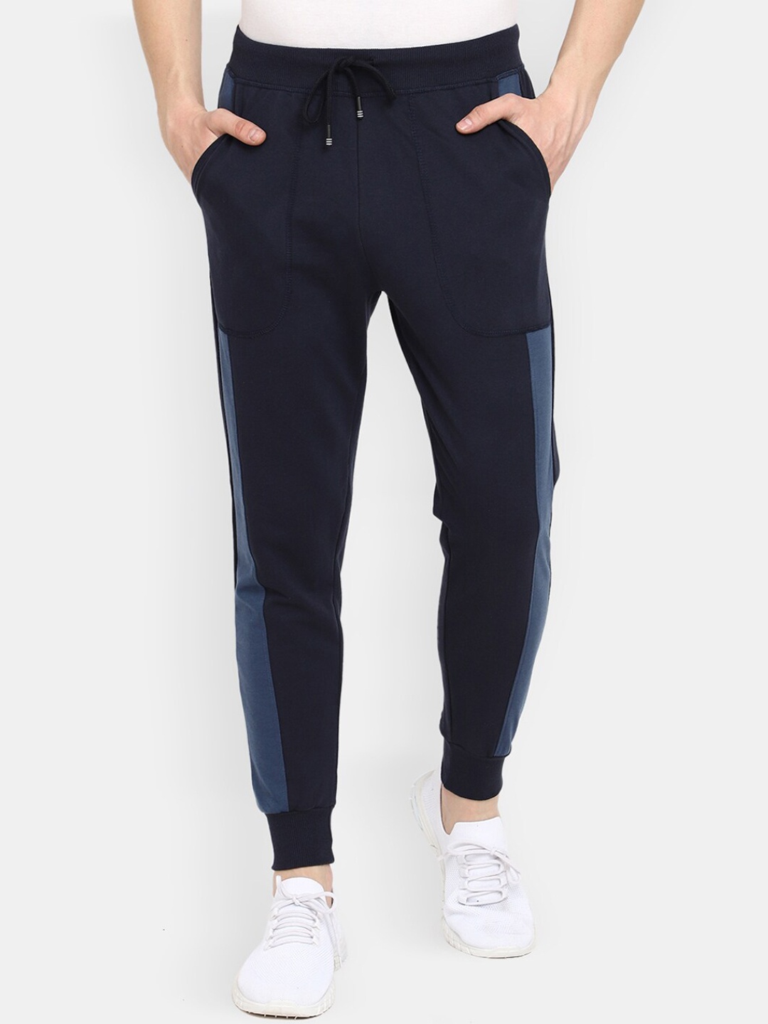 

V-Mart Men Side Panel Detail Straight-Fit Joggers, Blue