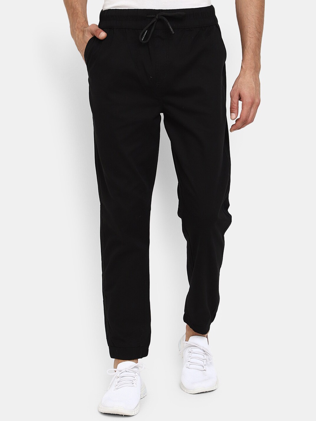 

V-Mart Men Pure Cotton Straight Joggers, Black