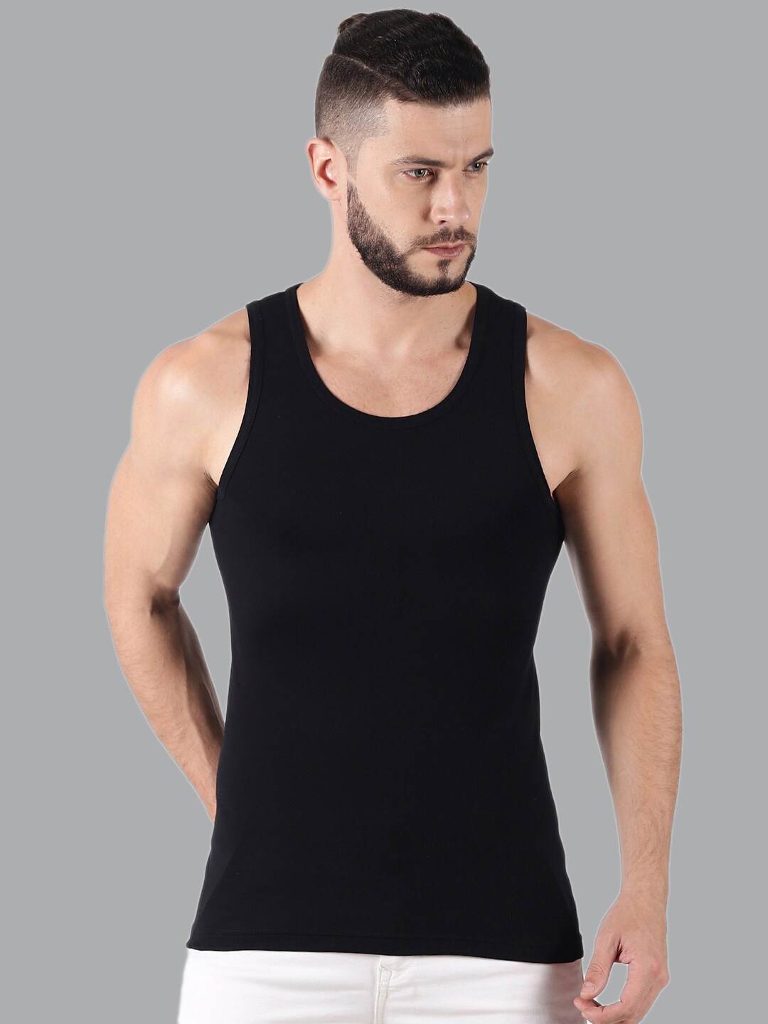 

Force NXT Men Pack Of 3 Cotton Premium Innerwear Vests, Black