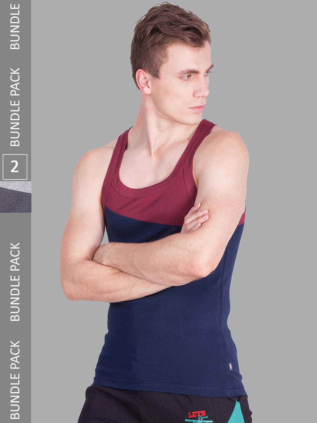

Force NXT Men Pack Of 2 Assorted Colourblocked Pure Cotton Basic Vests