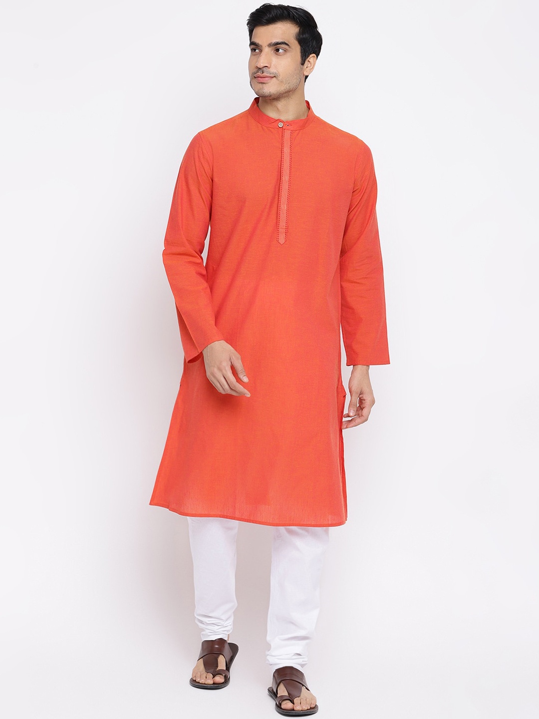 

Fabindia Mandarin Collar Pure Cotton Kurta, Red