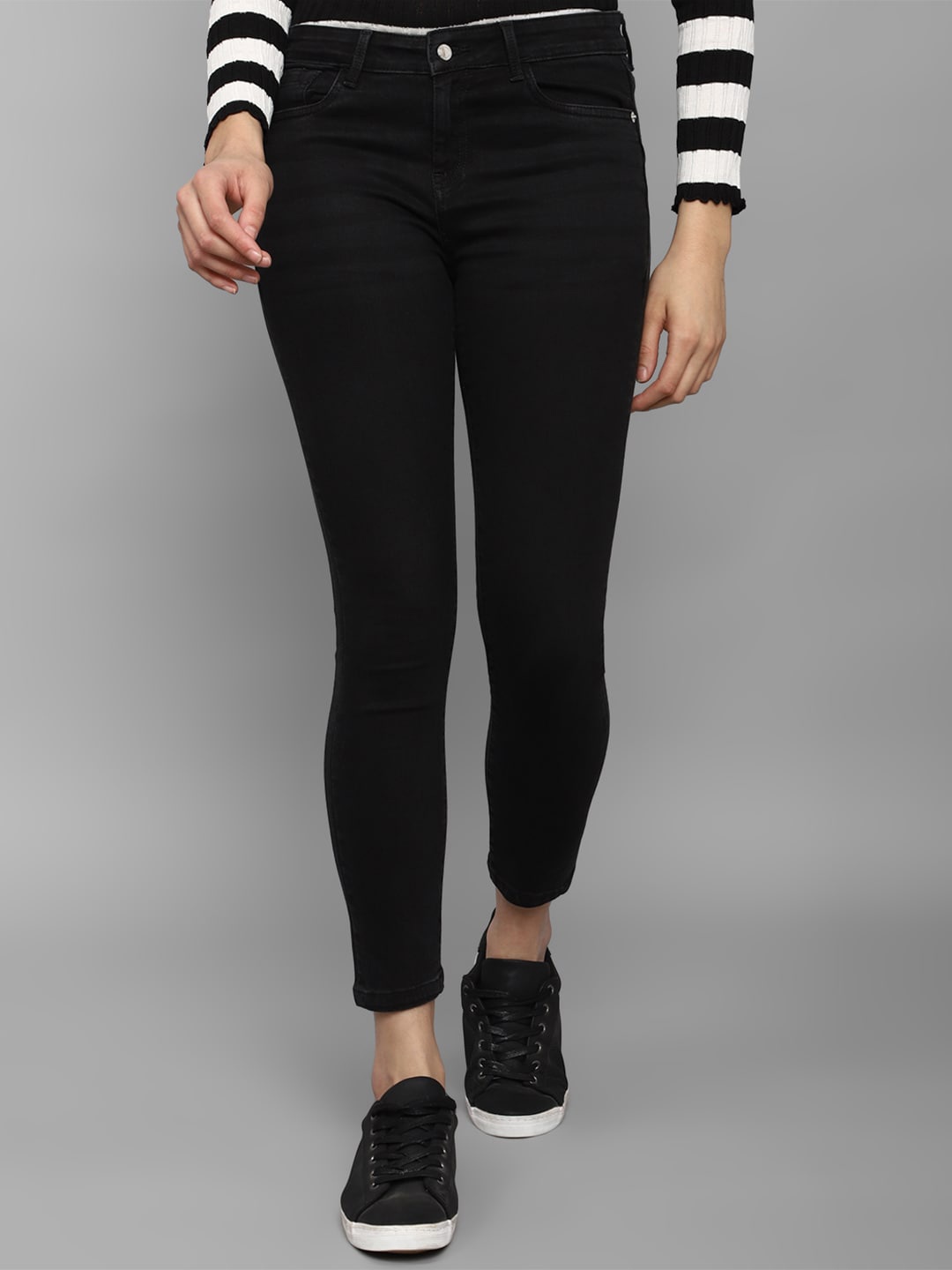 

Allen Solly Woman Women Cotton Skinny Fit Jeans, Black