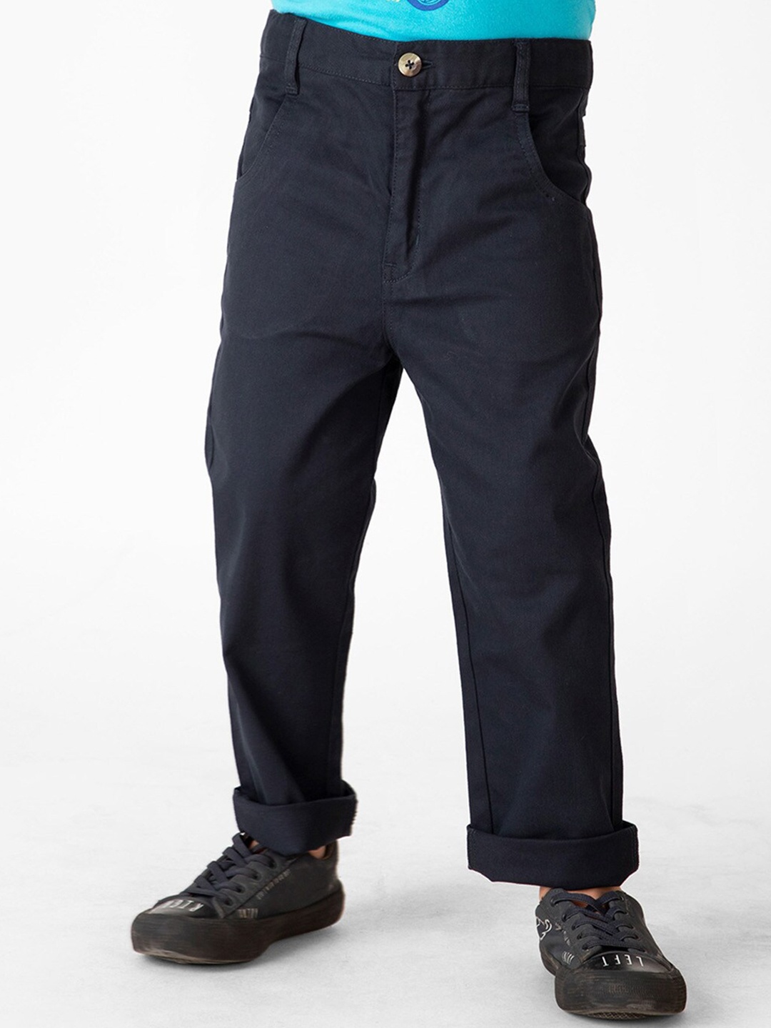 

Fabindia Boys Cotton Mid-Rise Regular Trousers, Navy blue