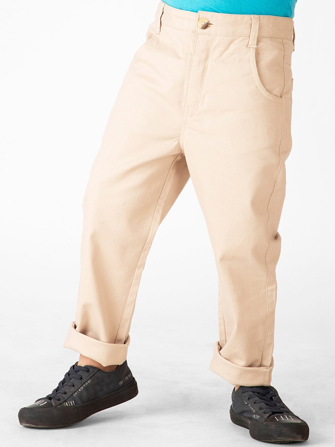 

Fabindia Boys Mid Rise Cotton Trousers, Beige