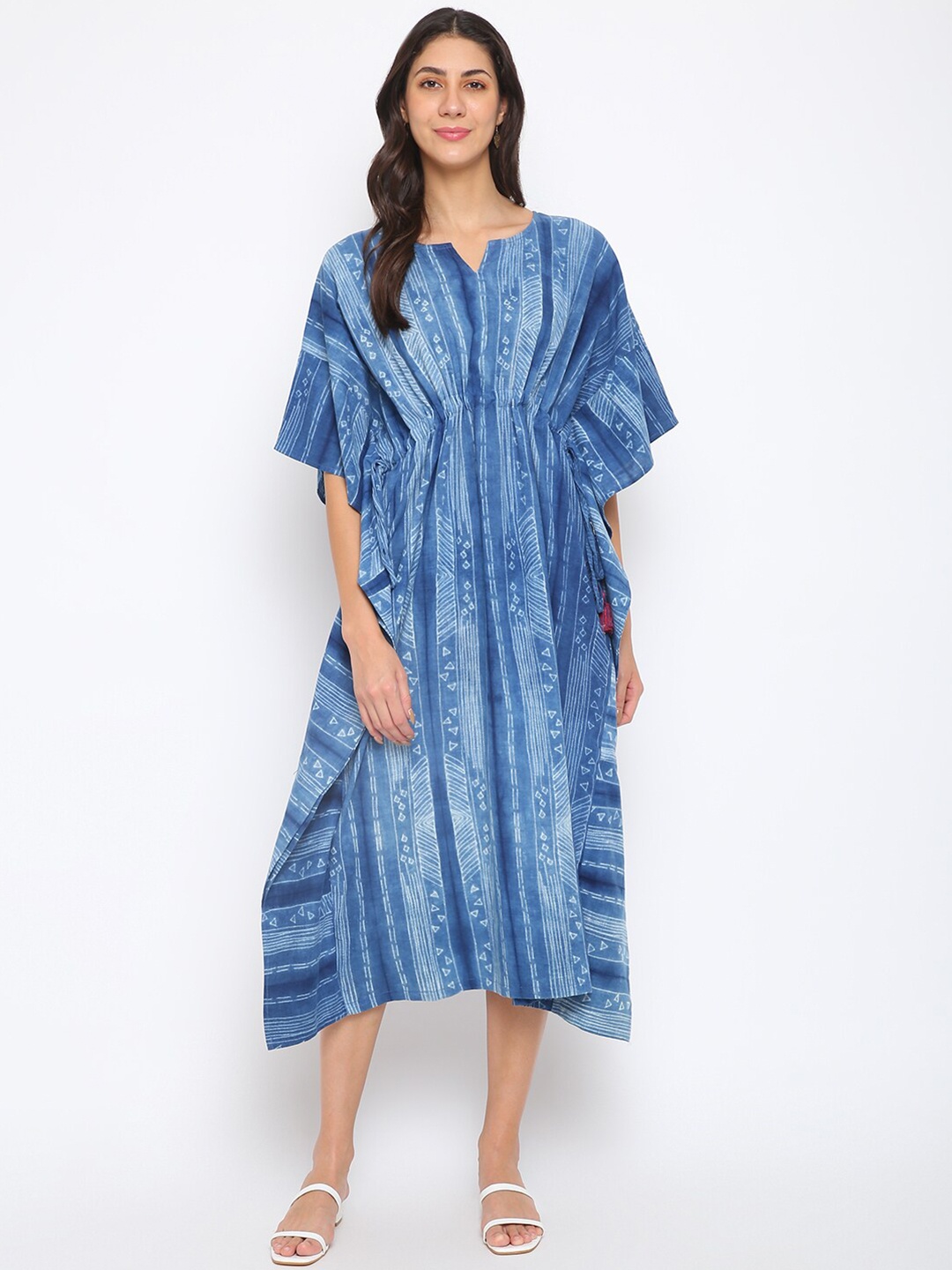 

Fabindia Geometric Printed Cotton Kaftan Dress, Blue