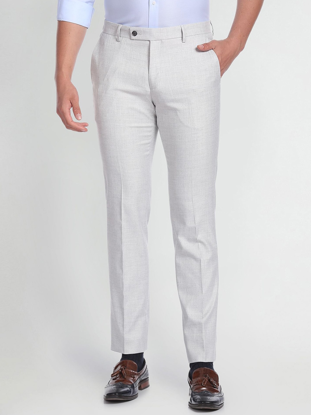

Arrow Men Mid-Rise Trousers, Grey