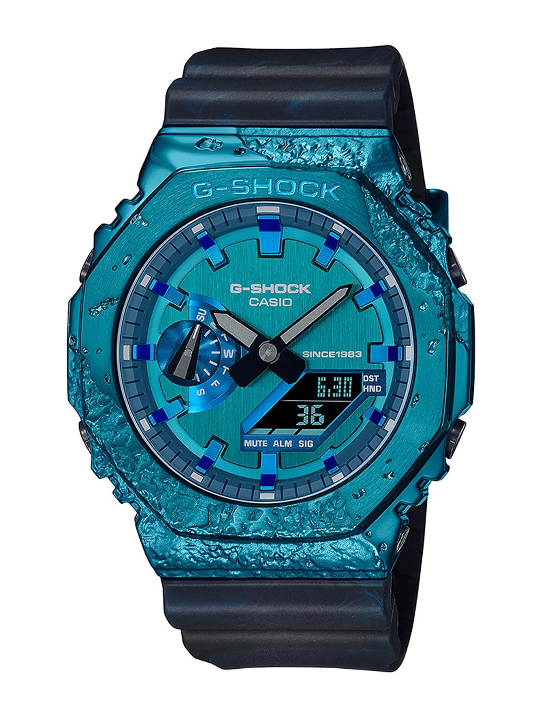 

CASIO Men G-Shock G-Steel GM-2140GEM-2ADR Blue Ana-Digi Dial Black Resin Band G1347
