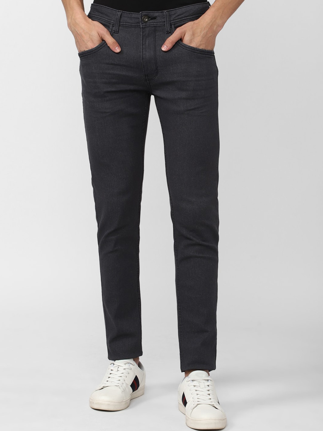 

V Dot Men Skinny Fit Mid-Rise Jeans, Grey